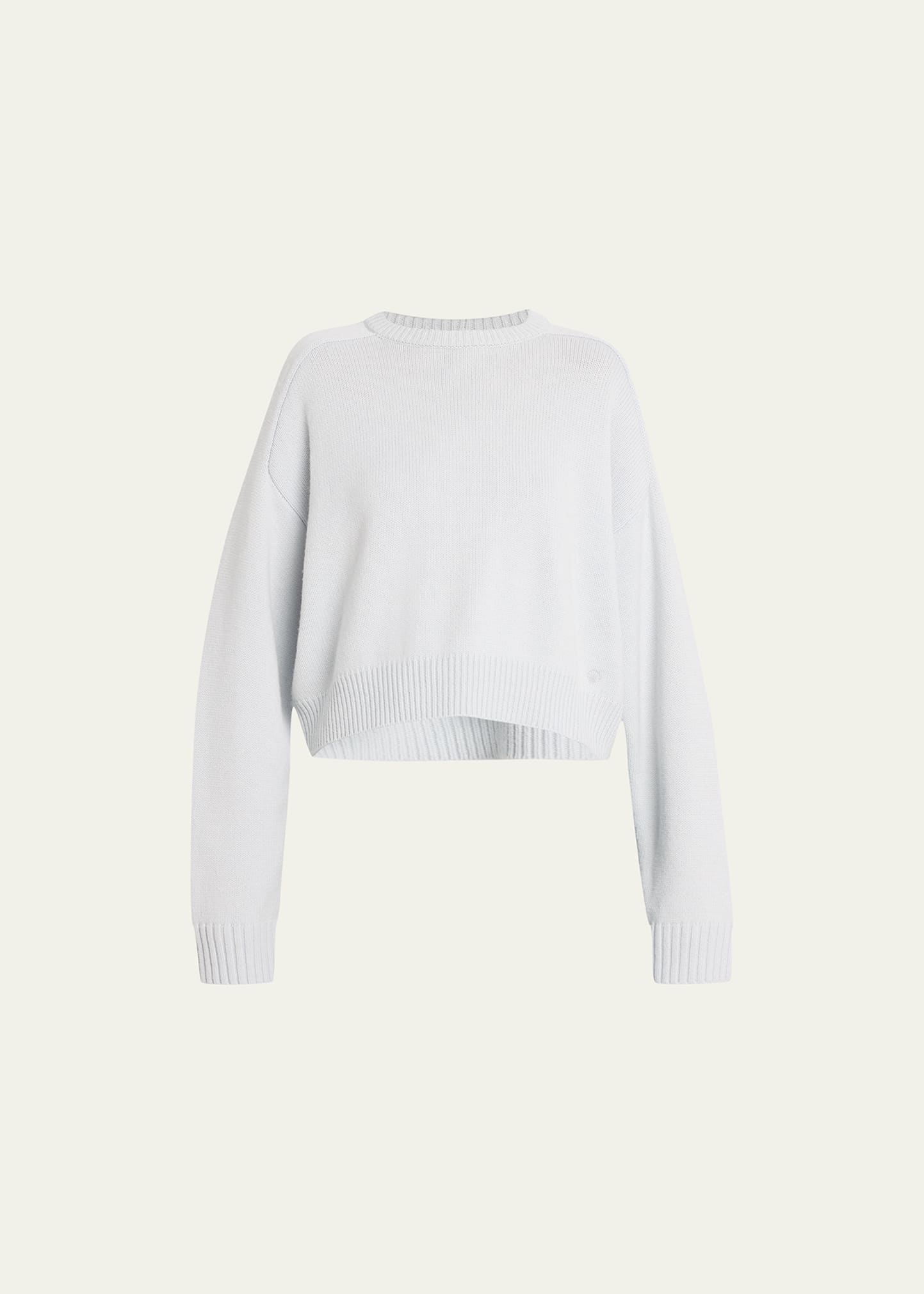 Shop Loulou Studio Bruzzi Wool-cashmere Raglan-sleeve Crop Sweater In Ice Melange