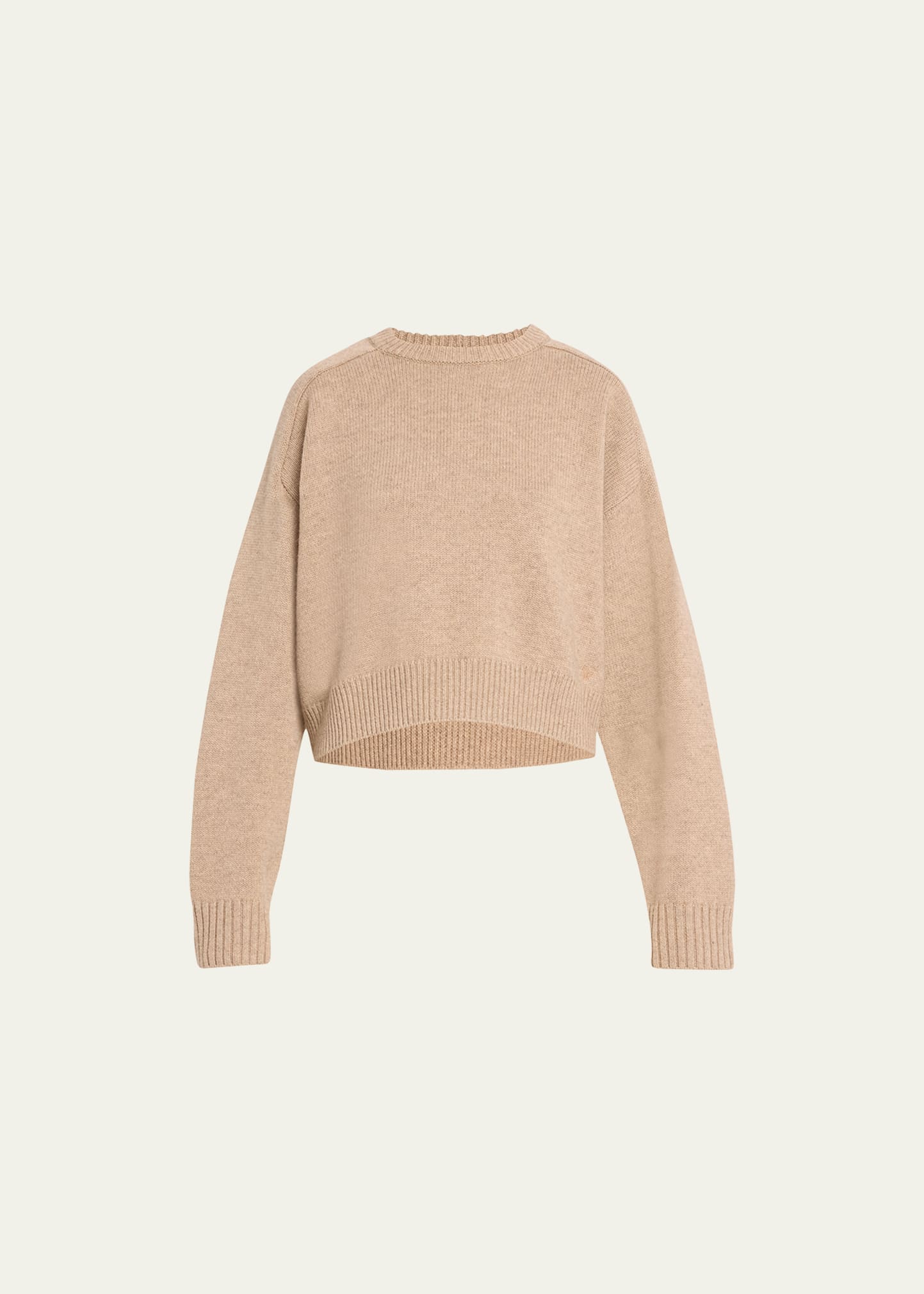Loulou Studio Wool-cashmere Raglan-sleeve Crop Sweater In Beige Melange