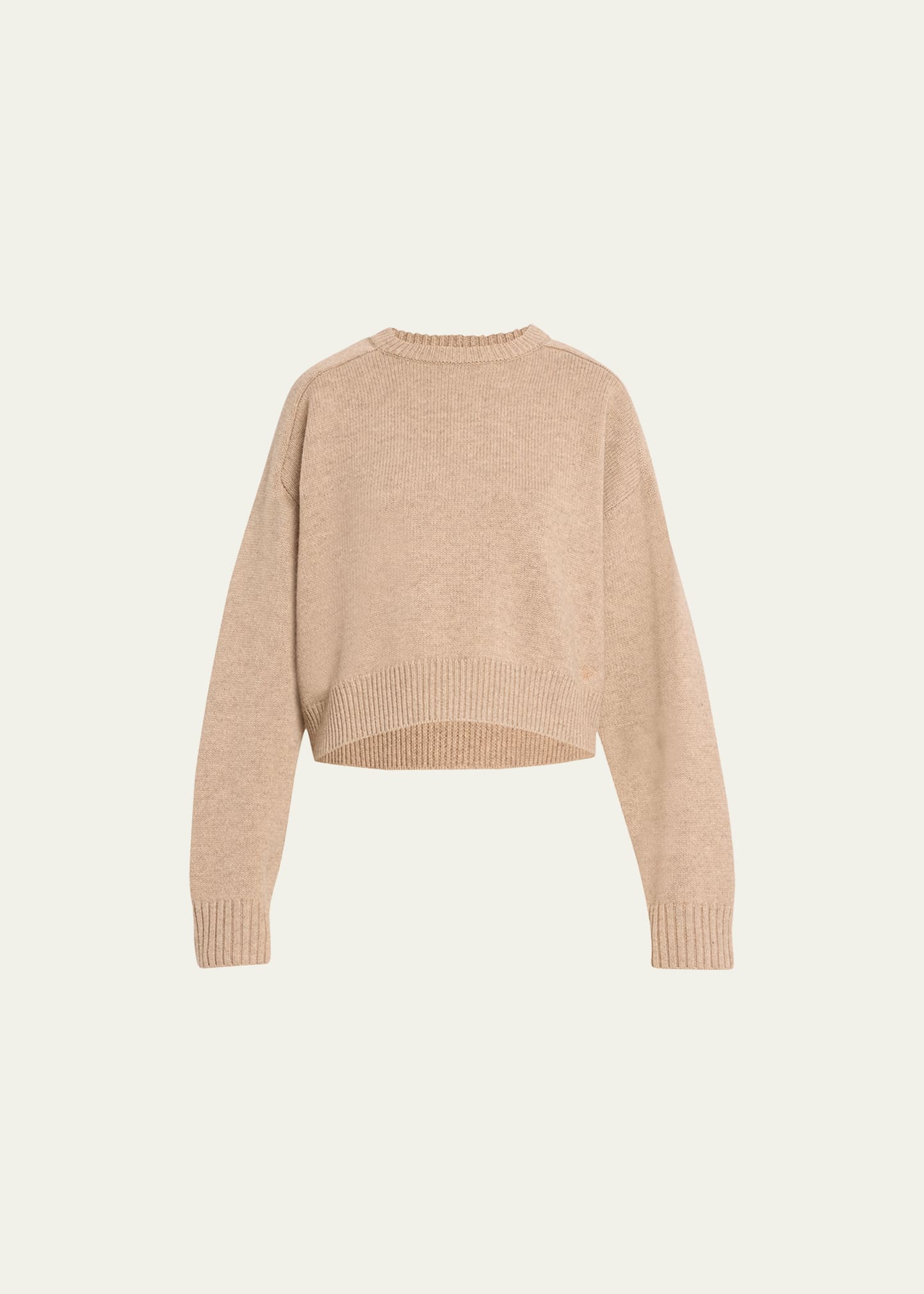 Bruzzi Wool-Cashmere Raglan-Sleeve Crop Sweater