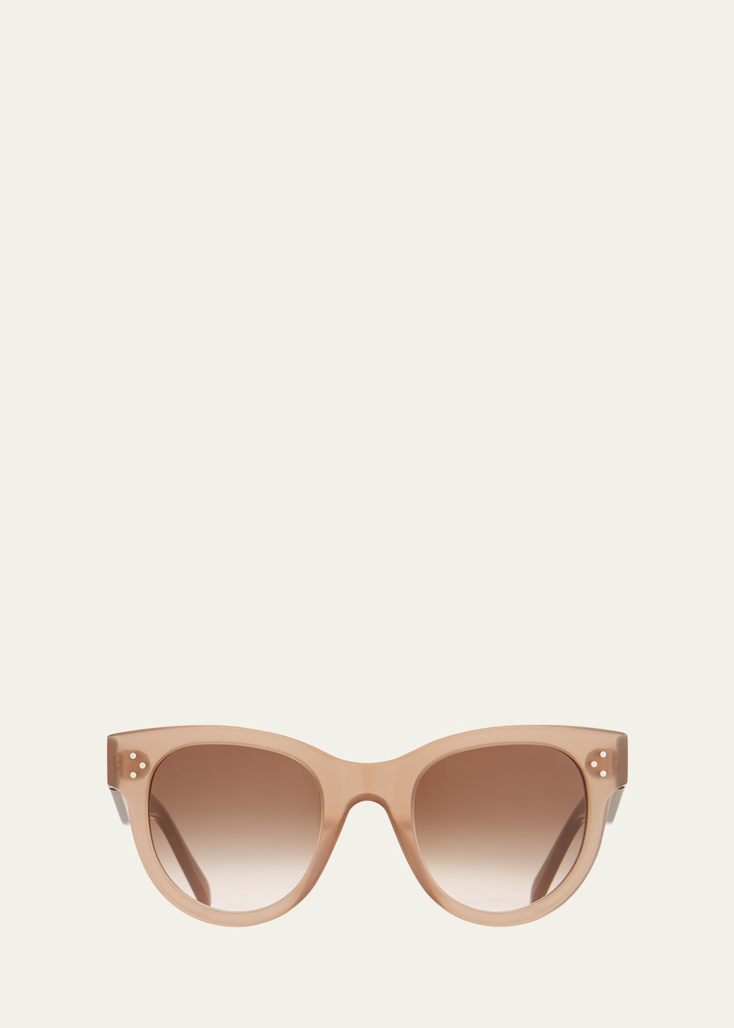 Celine Round Acetate Sunglasses In Translucent Brown