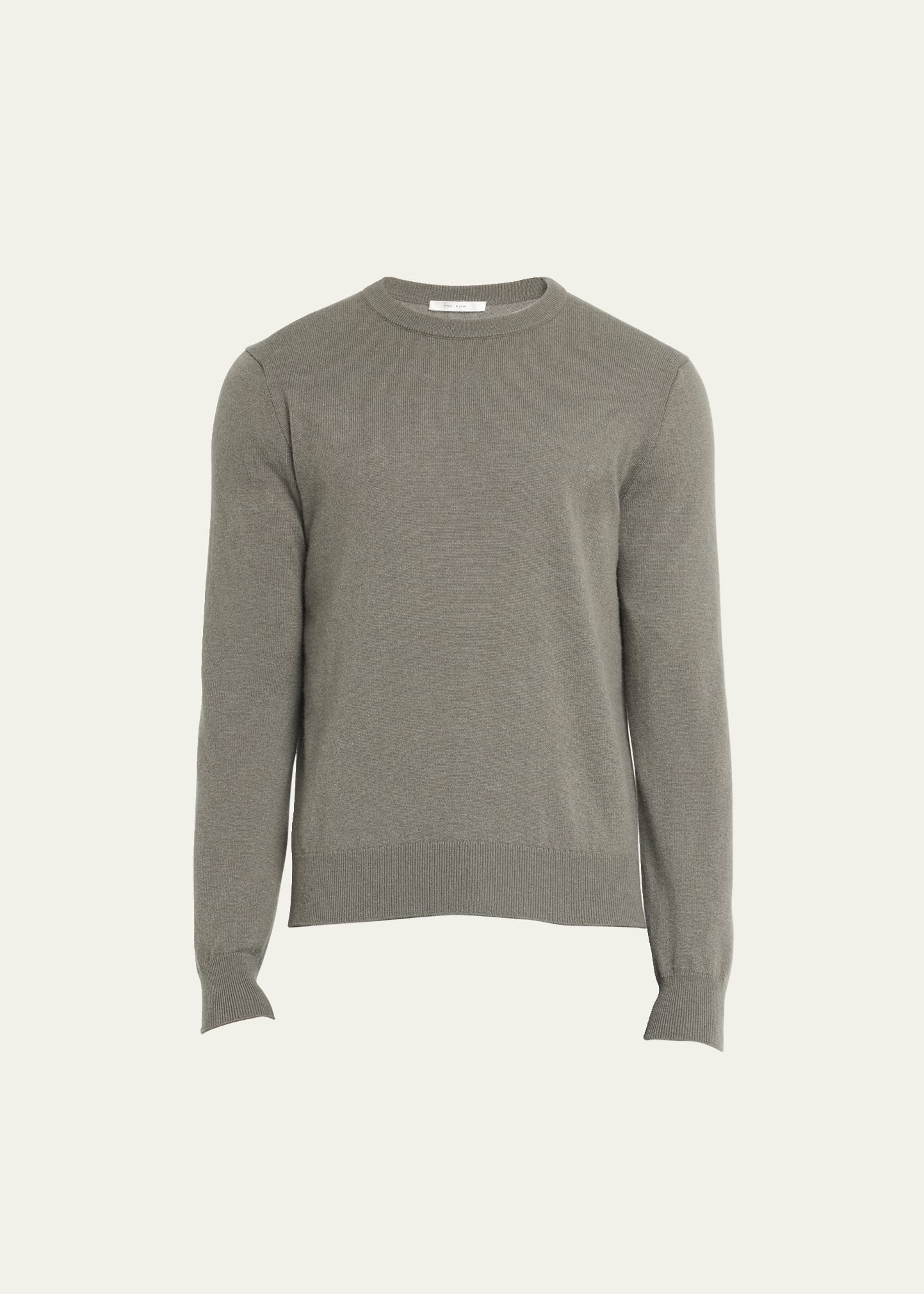 Shop The Row Men's Benji Crewneck Cashmere Sweater In Grey Green