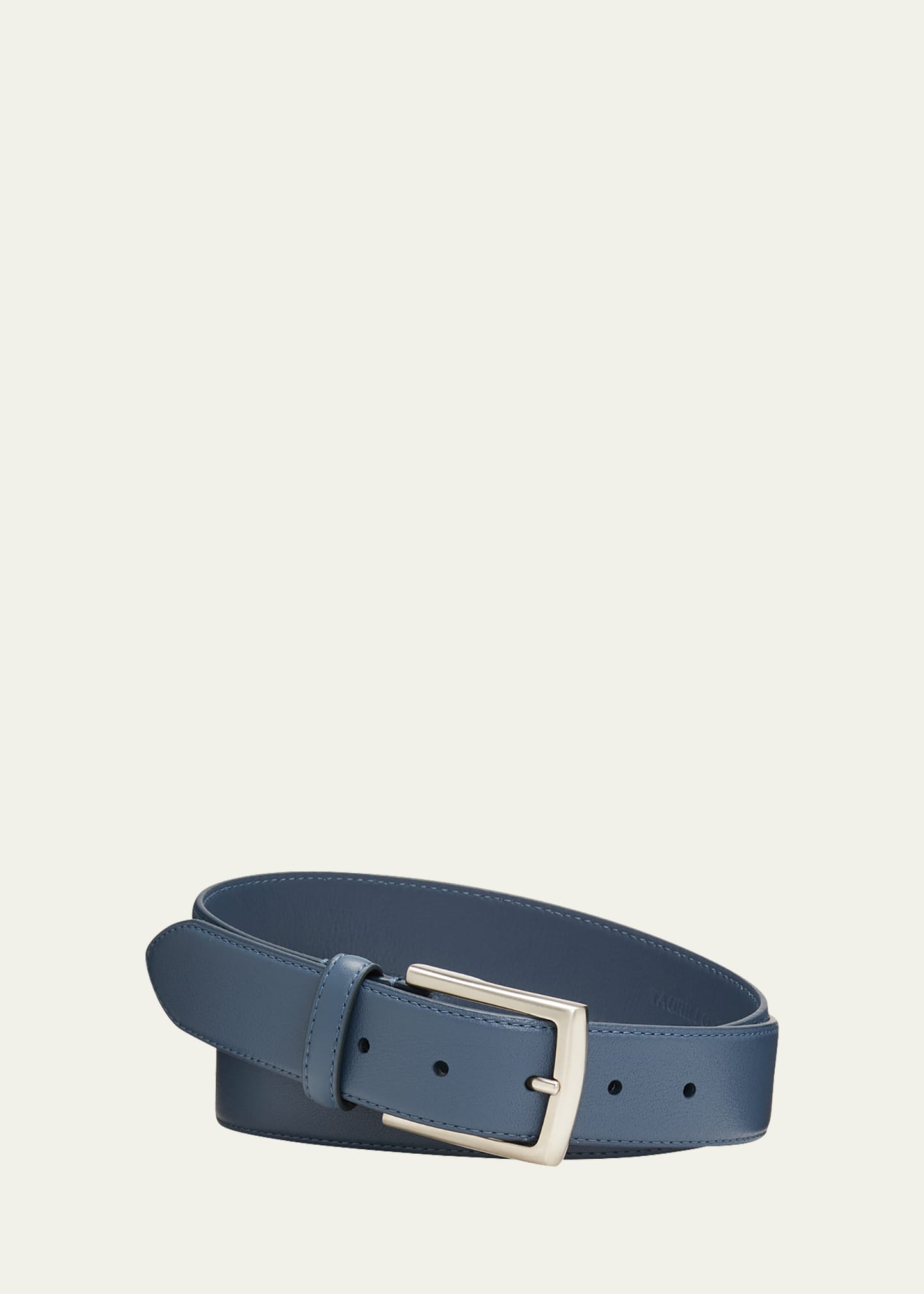 Simonnot Godard Men's Luma Matte Leather Belt In Regate Blue