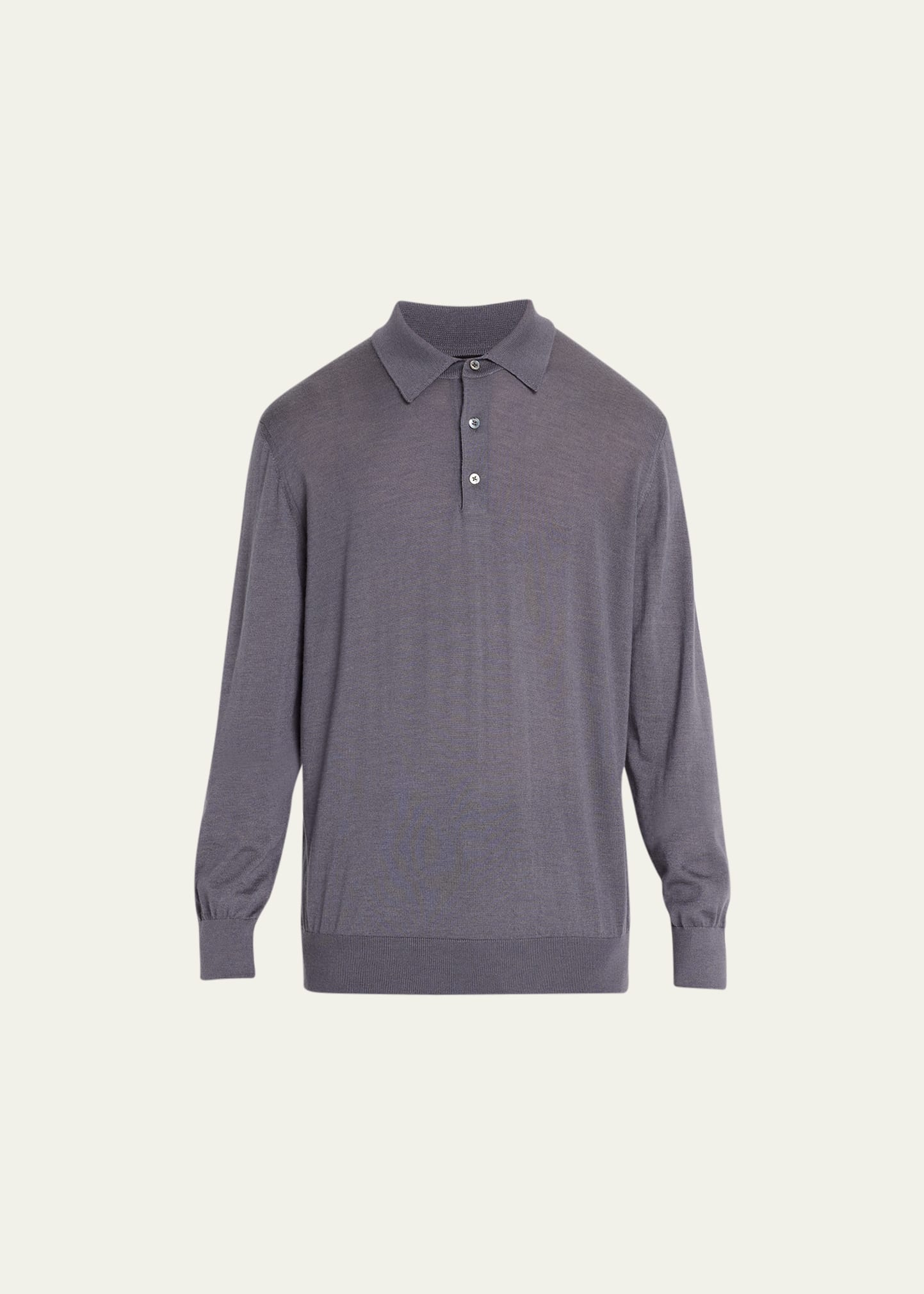 Charvet Men's Solid Long-Sleeve Polo Shirt