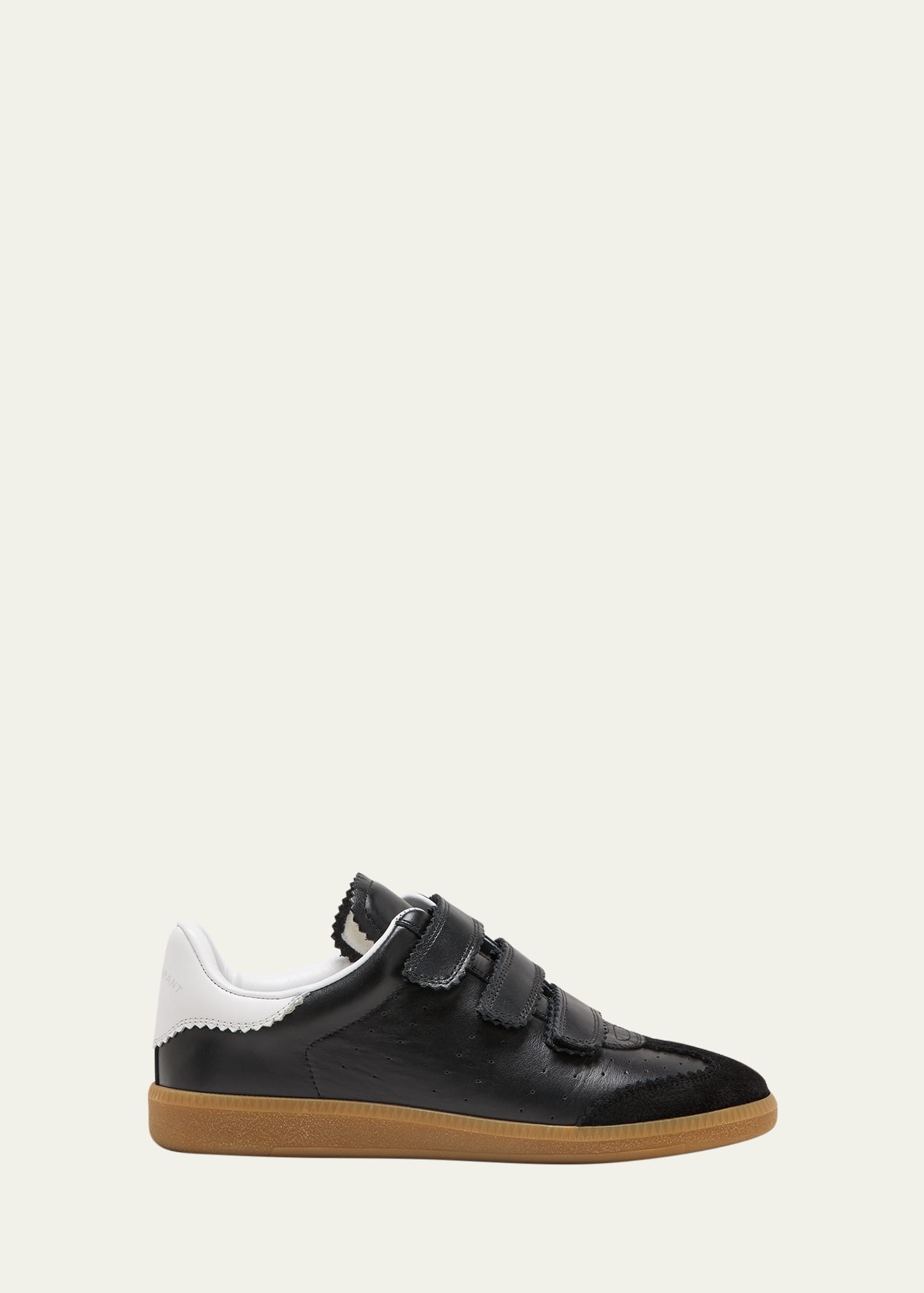 Shop Isabel Marant Beth Perforated Leather Grip-strap Sneakers In Blackdamage