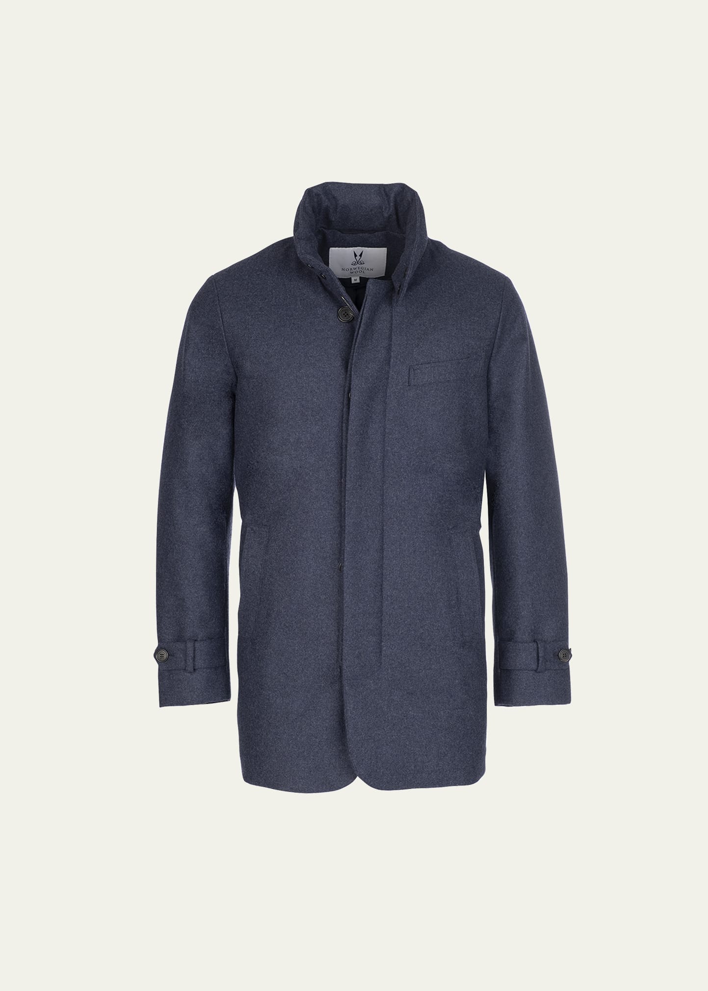 Shop Norwegian Wool Men's Slim Hooded Car Coat In Blue