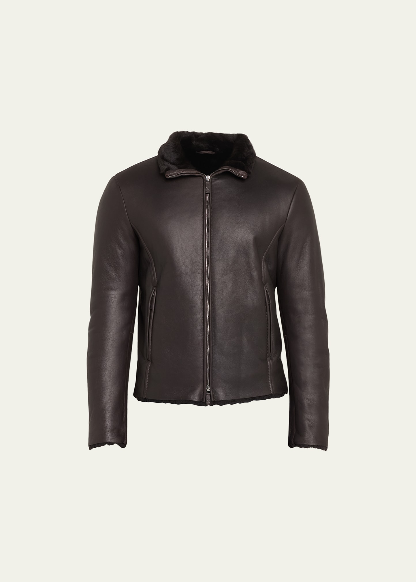 Men's Shearling-Lined Leather Jacket