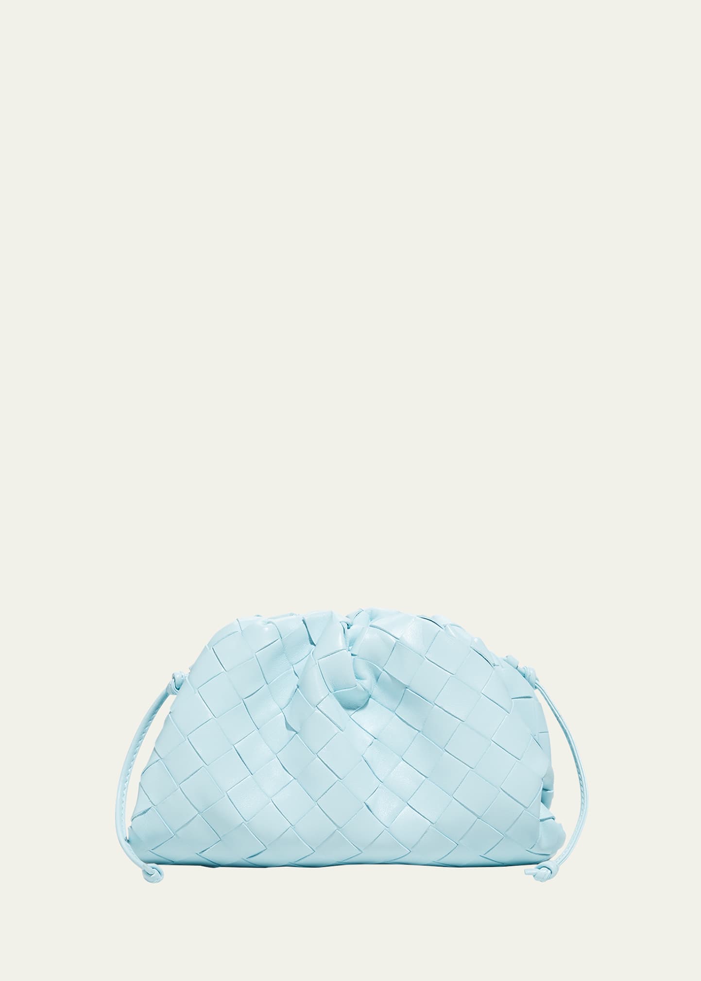 Bottega Veneta Mini Pouch Intrecciato Crossbody Bag In Pale Blue/gold