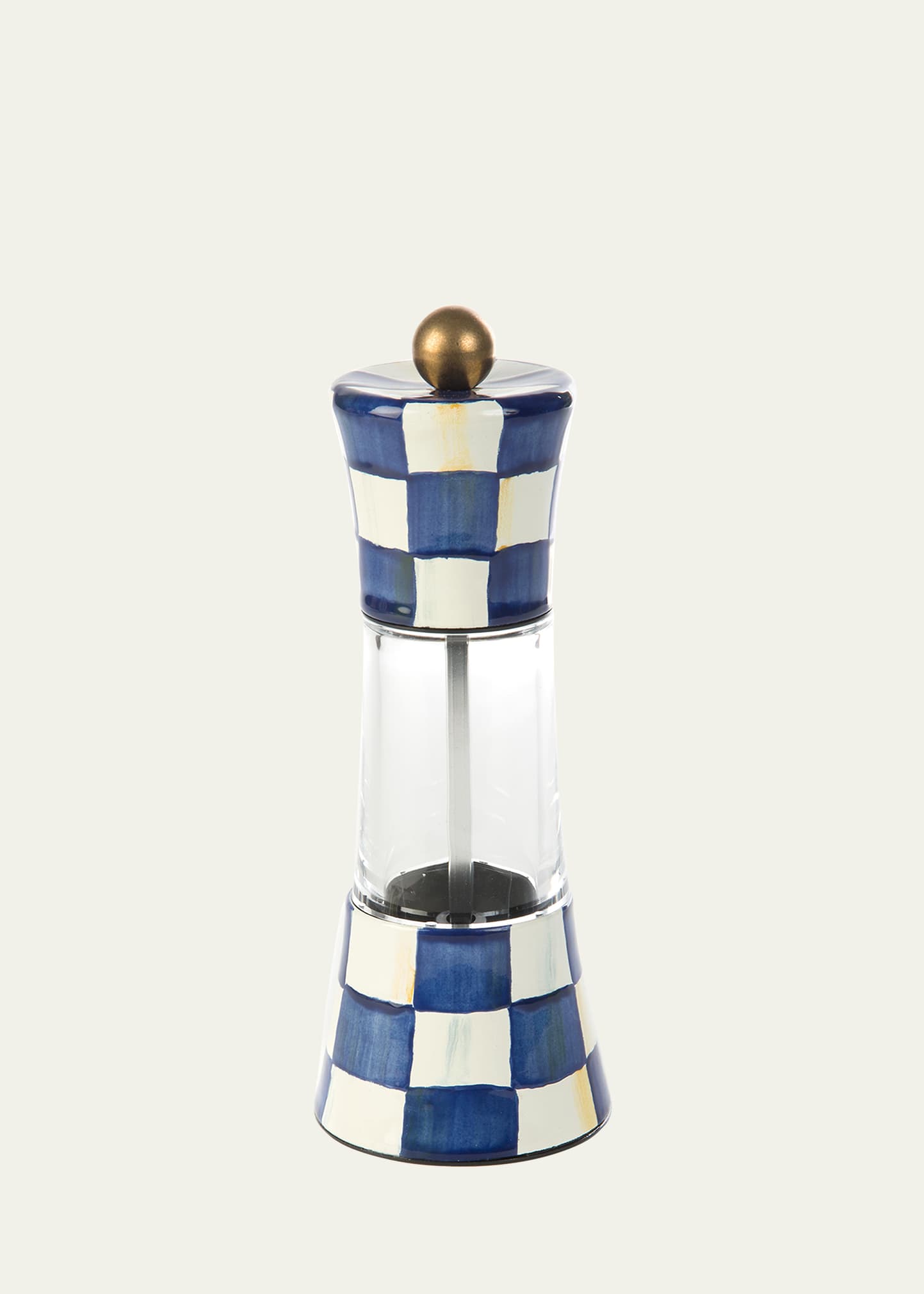 Mackenzie-childs Mackenzie Childs Royal Check Enameled Steel Grinder In Blue/white