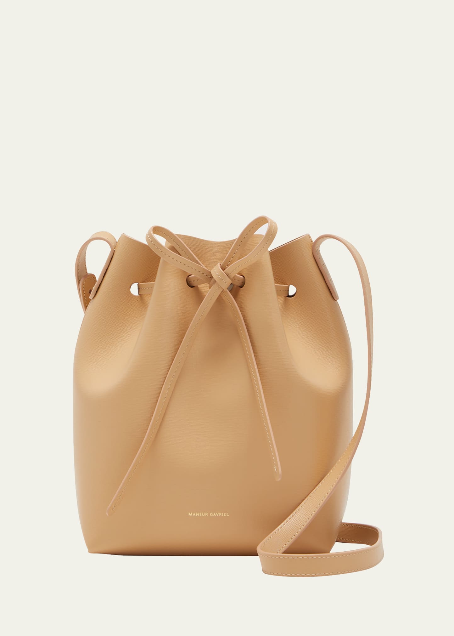 MANSUR GAVRIEL Mini Saffiano Leather Bucket Bag - Beige