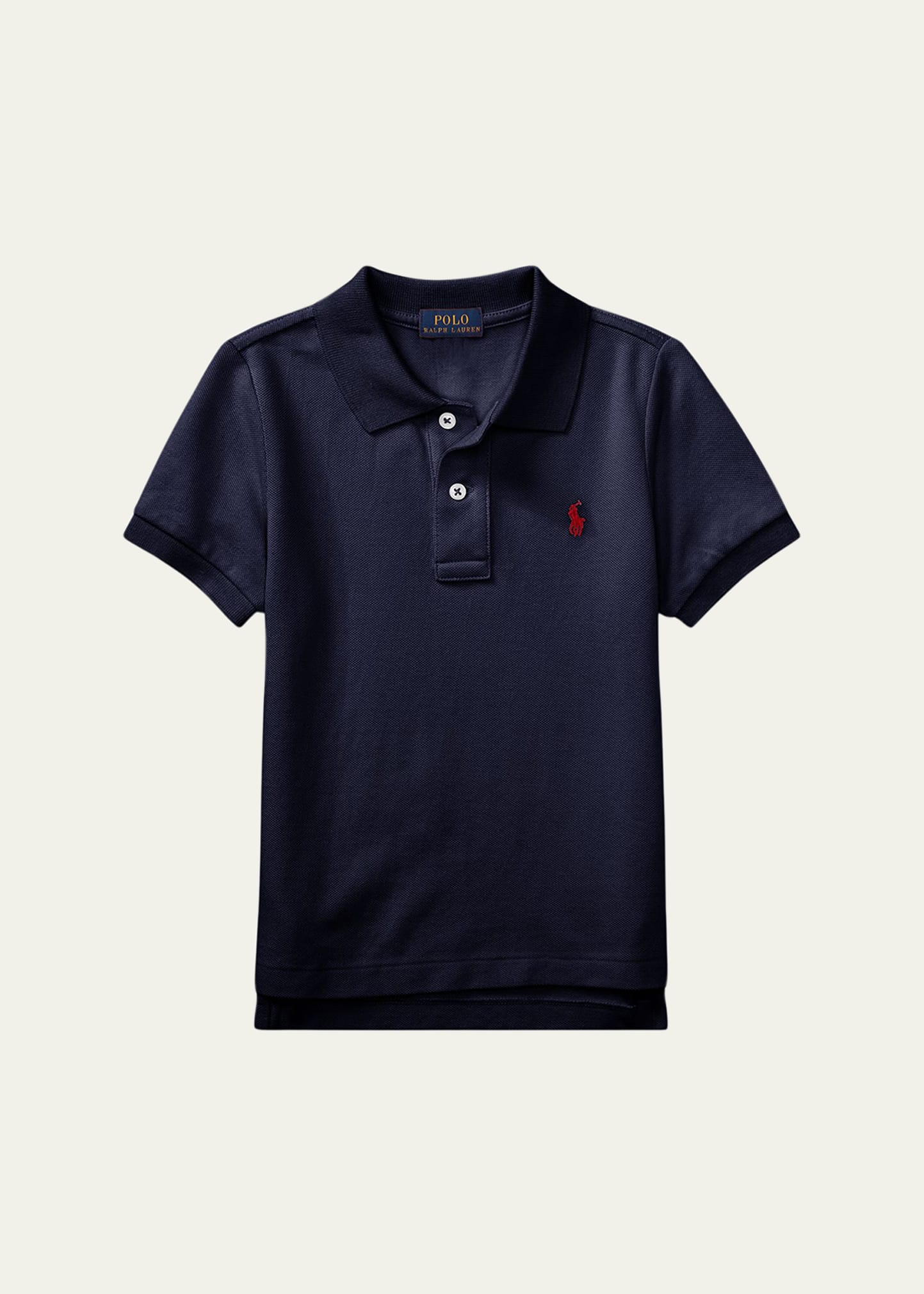 Shop Ralph Lauren Boy's Short-sleeve Logo Embroidery Polo Shirt In Navy