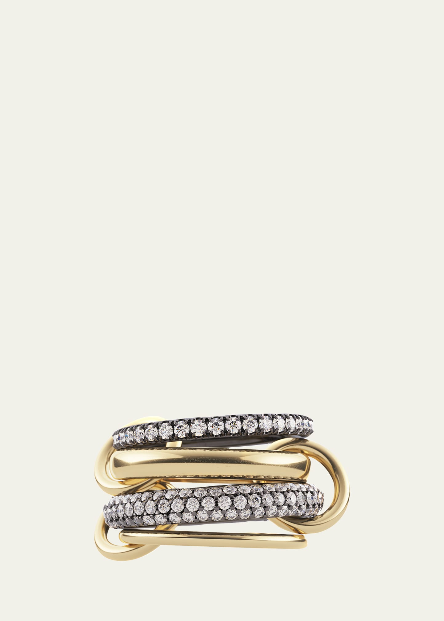Spinelli Kilcollin Vega Silver And Yellow Gold 4-link Ring With Diamonds In Multi