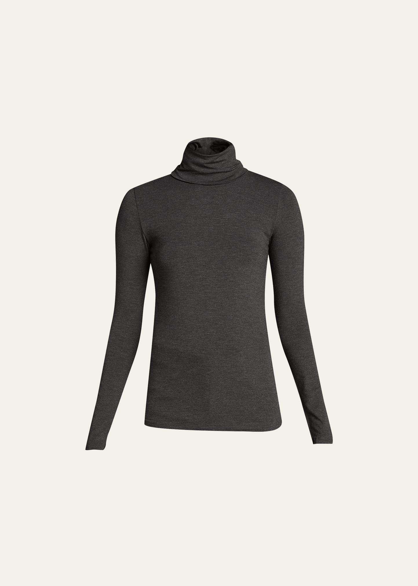 Majestic Viscose Jersey Turtleneck In Charcoal