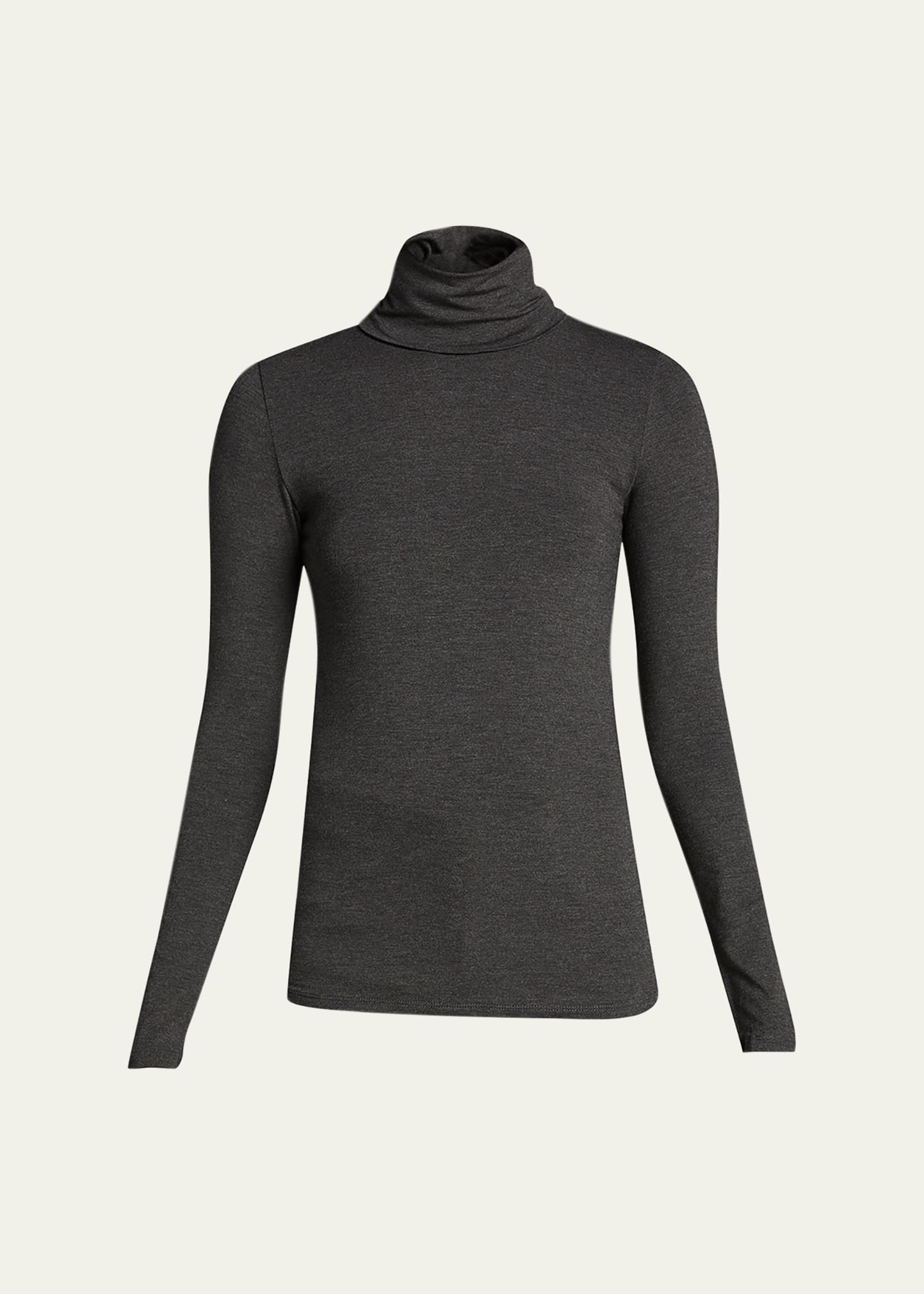 Majestic Viscose Jersey Turtleneck In Charcoal