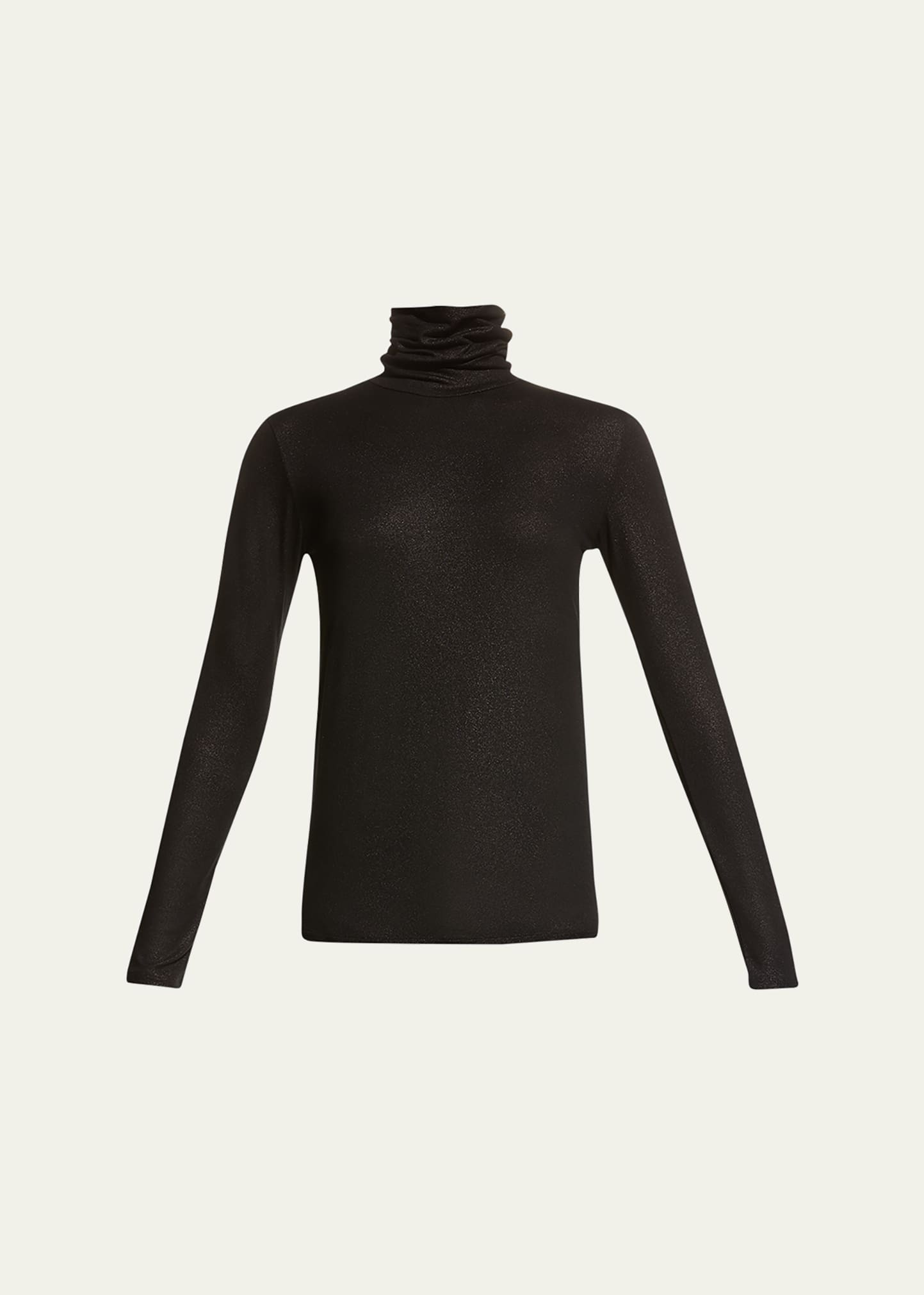 Majestic Metallic Long-sleeve Turtleneck Top In Bison