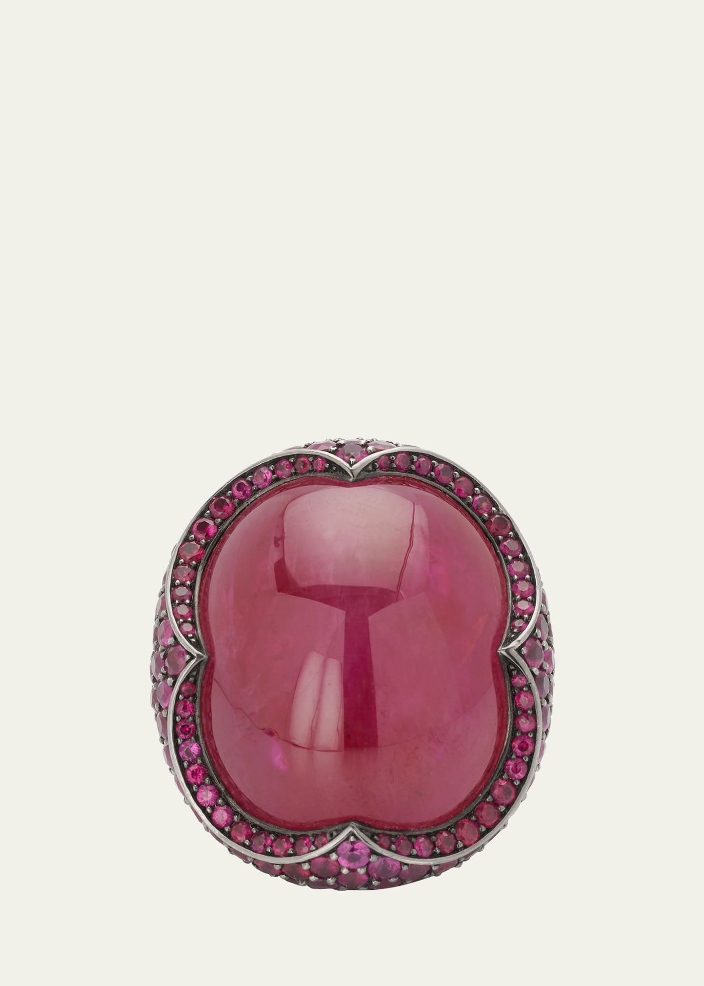 Bayco Bg Ring Cabochon Ruby 44.14 ct. With Ruby Pave 5.54 ct.