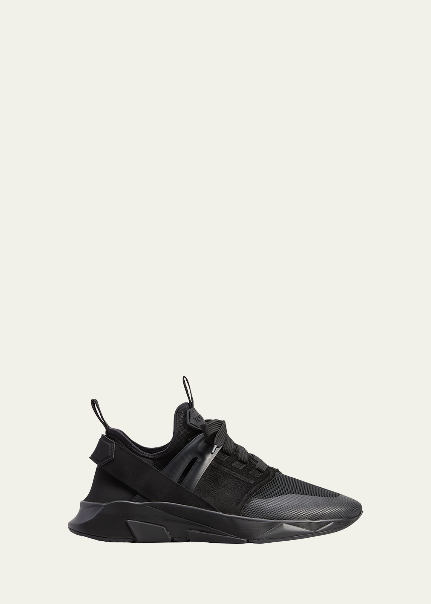 Tom Ford Men's Mesh Leather Heel-strap Trainer Sneakers In Black Bl
