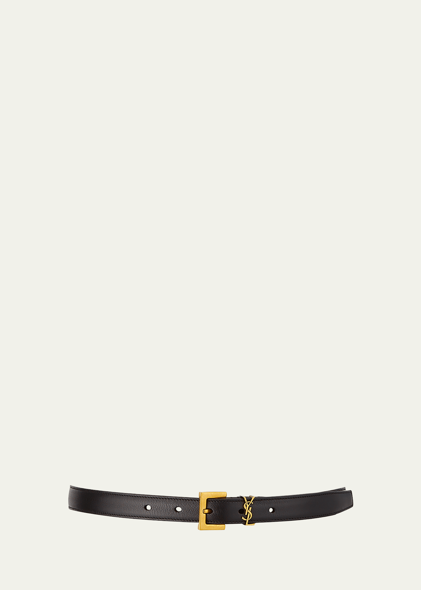 Saint Laurent Ysl Monogram Leather Belt In Black / Bronze