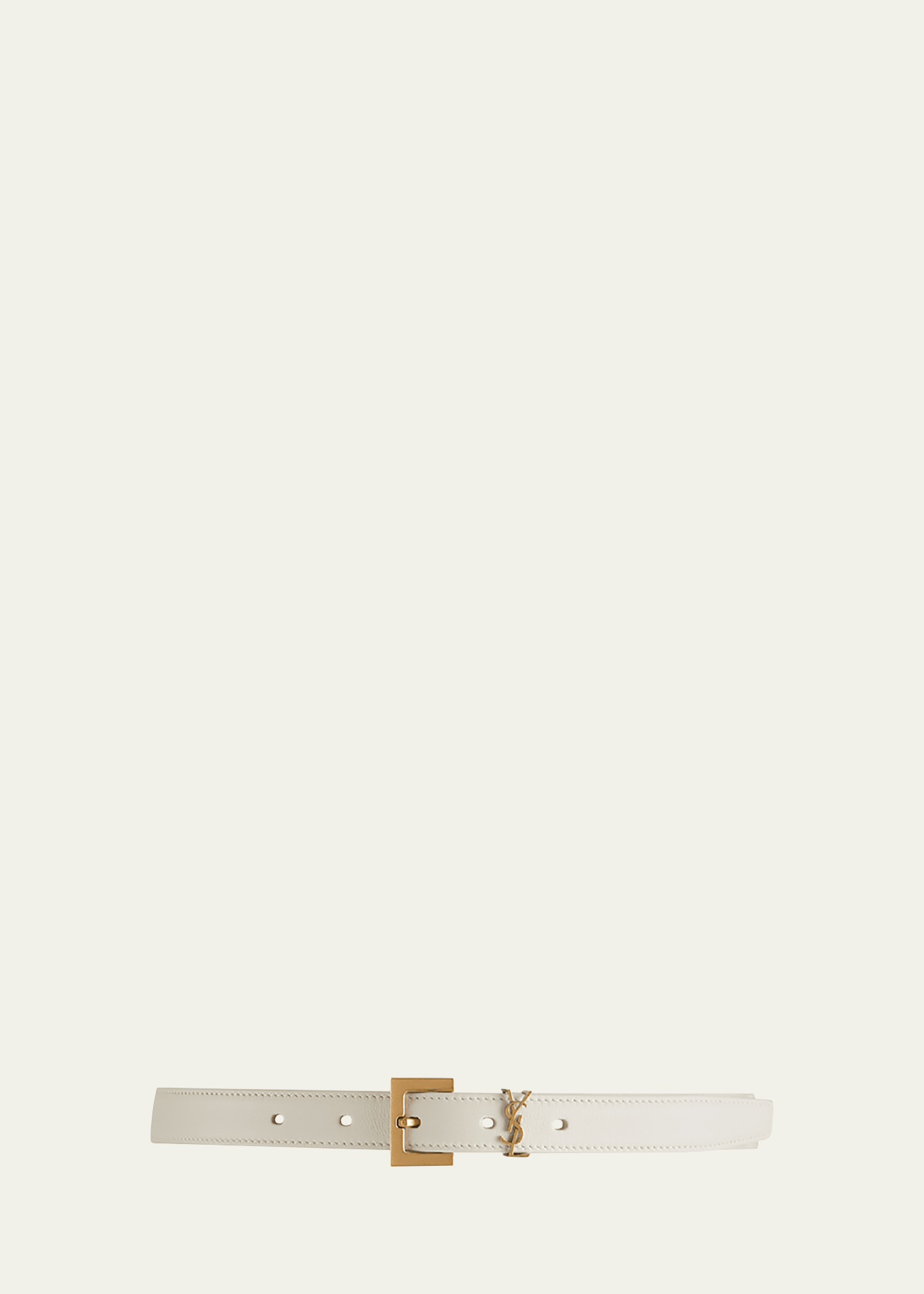 Saint Laurent Ysl Monogram Leather Belt In Cream / Bronze