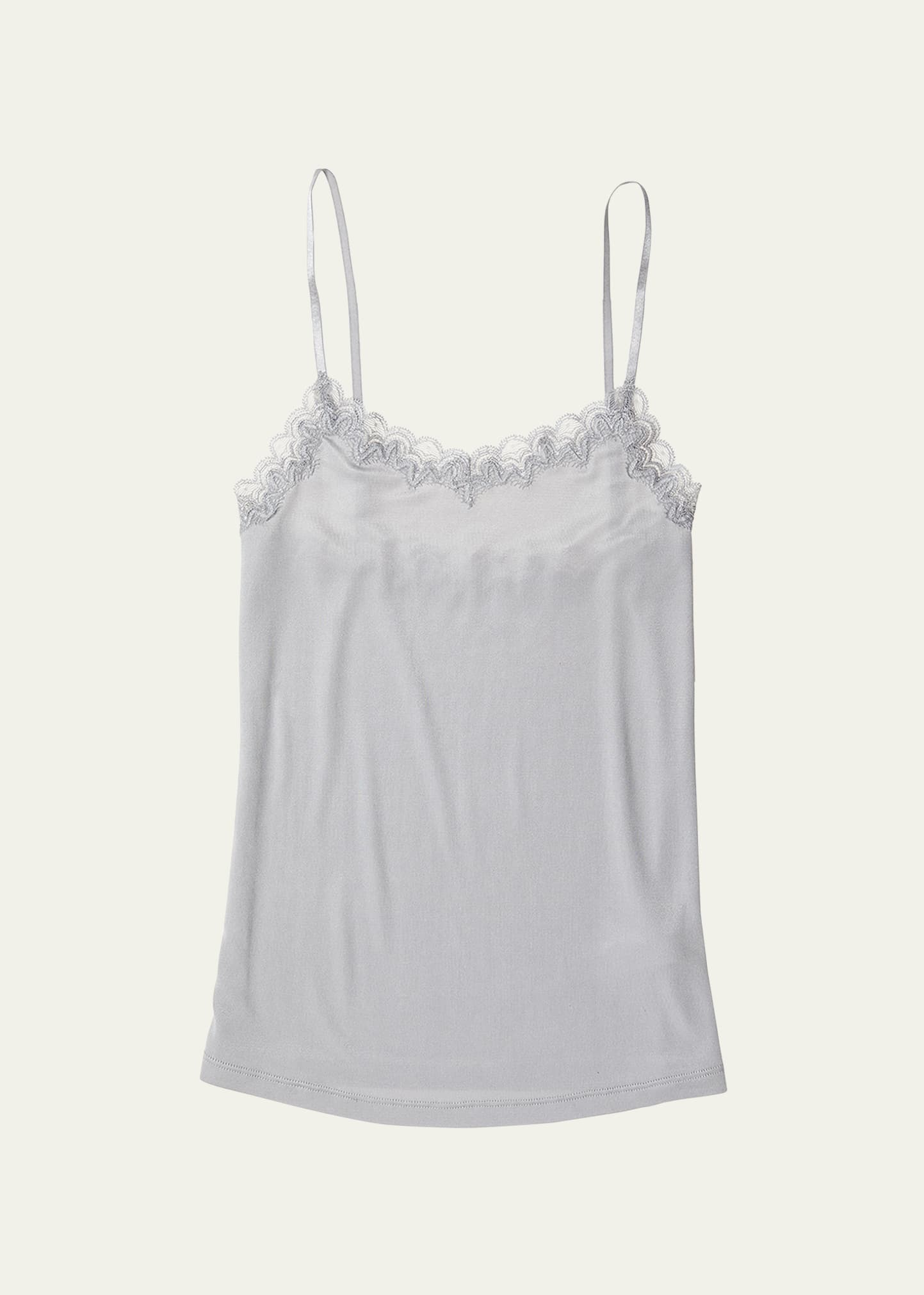 Uwila Warrior Soft Silks Lace-trim Camisole In Alloy