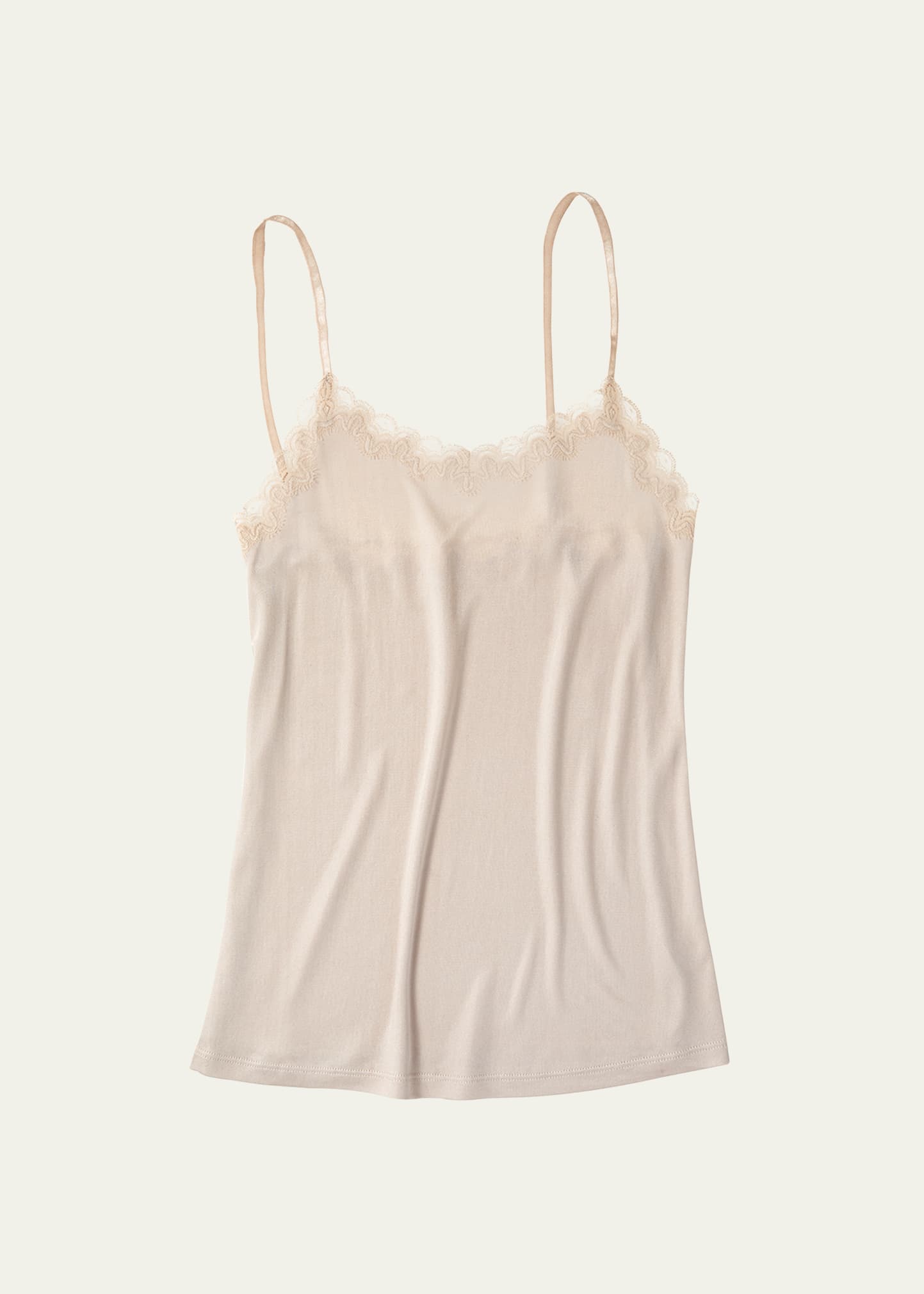 Uwila Warrior Plus Size Soft Silk Camisole With Scalloped Lace Trim In Smoke Grey
