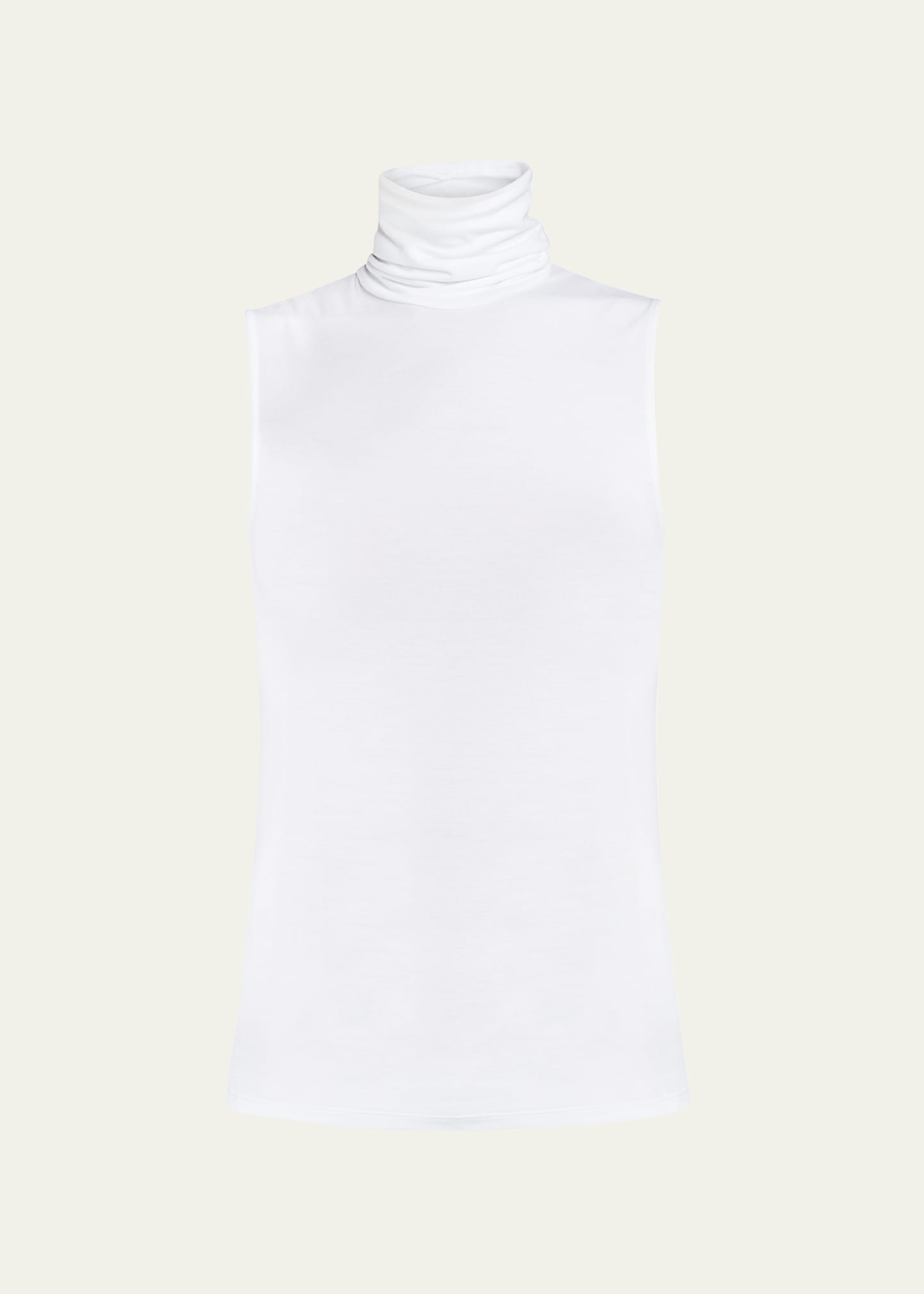 Majestic Soft Touch Viscose Sleeveless Turtleneck Top In White