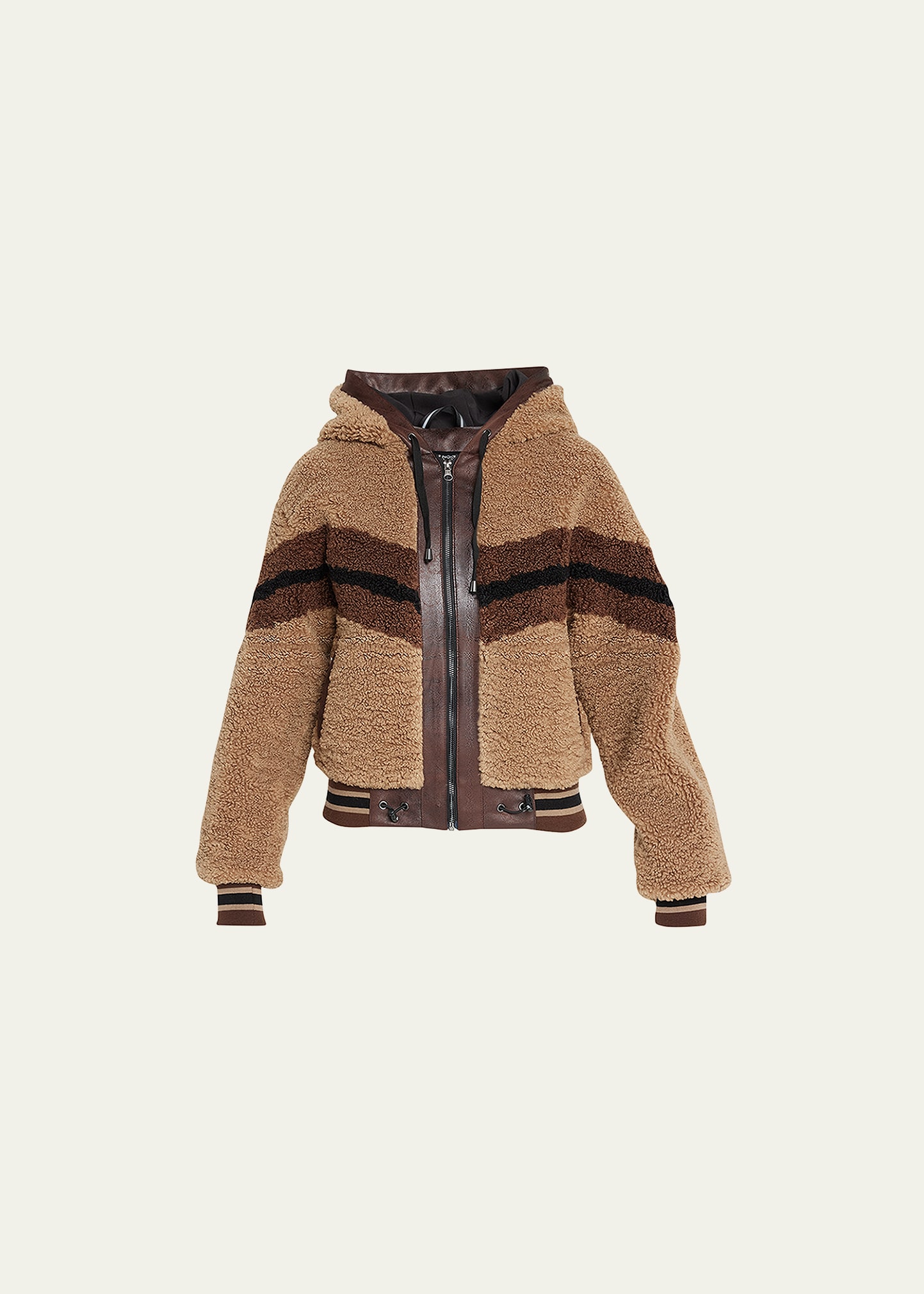 Blanc Noir Faux fur Cropped Hoodie In Brown ModeSens