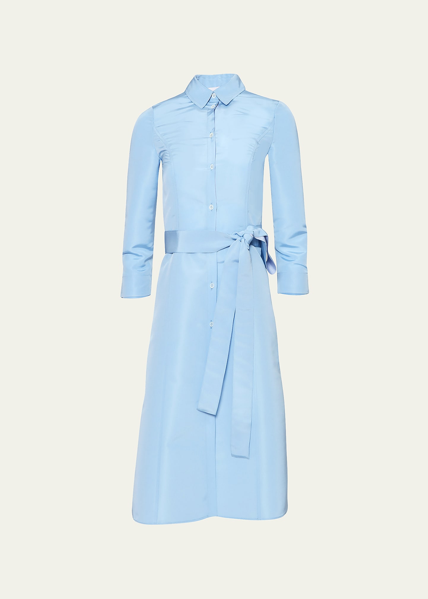 Carolina Herrera Faille 3/4-sleeve Shirtdress In Sky Blue