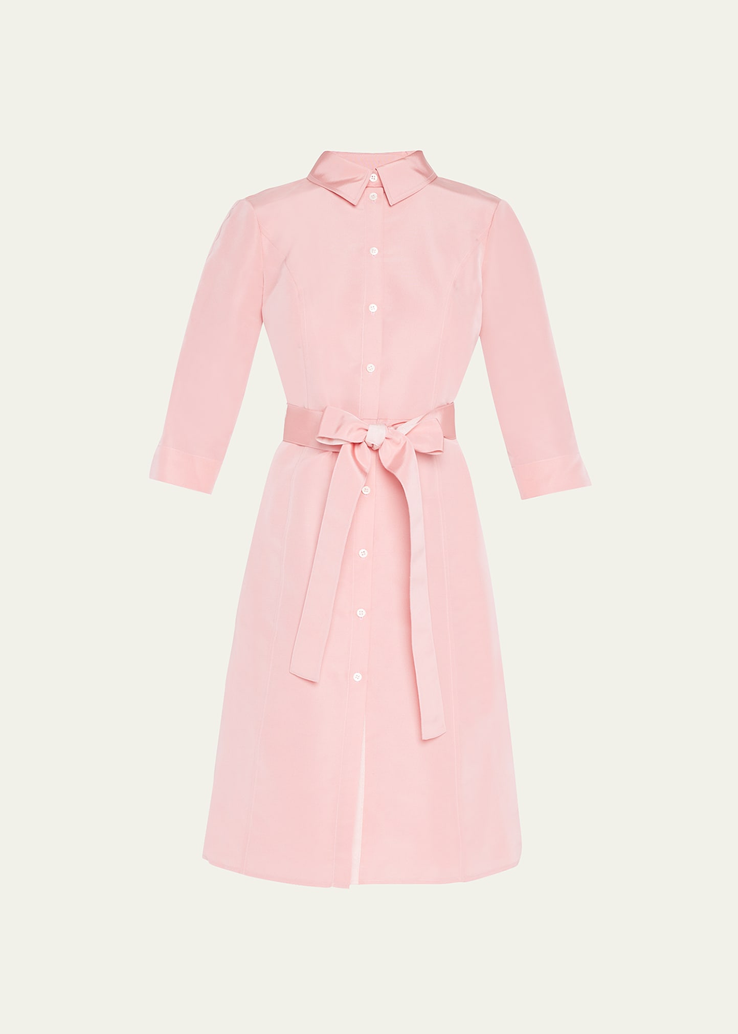 Carolina Herrera Faille 3/4-sleeve Shirtdress In Blush