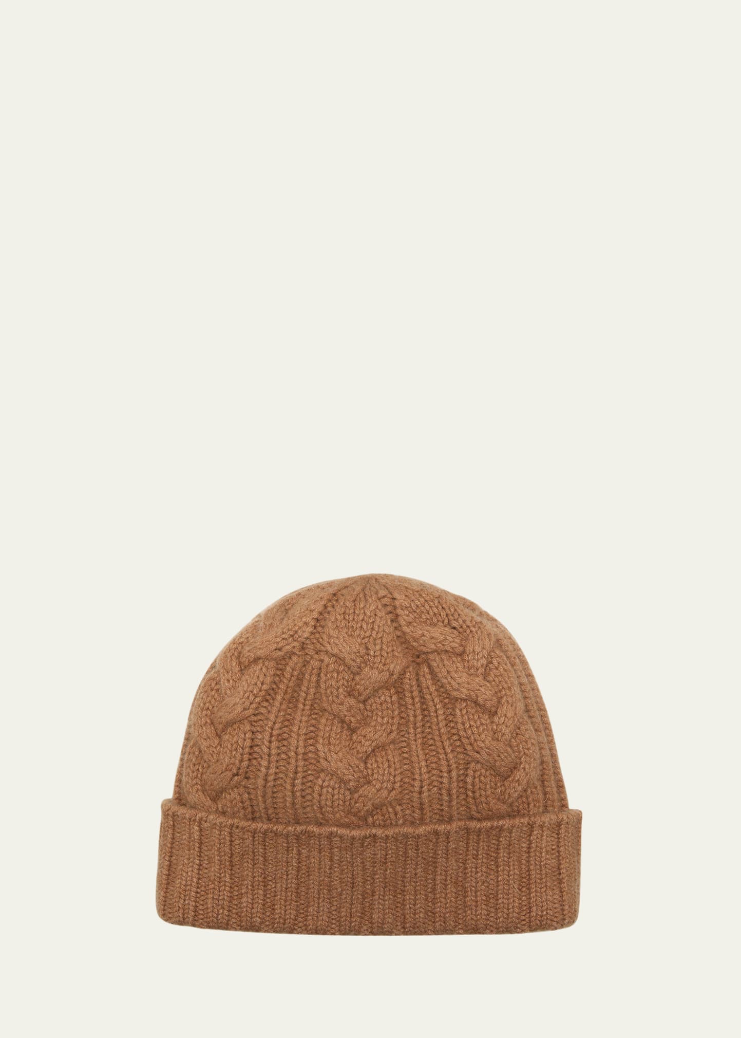 Bergdorf Goodman Men's Cable-knit Cuffed Cashmere Beanie Hat In Haystack