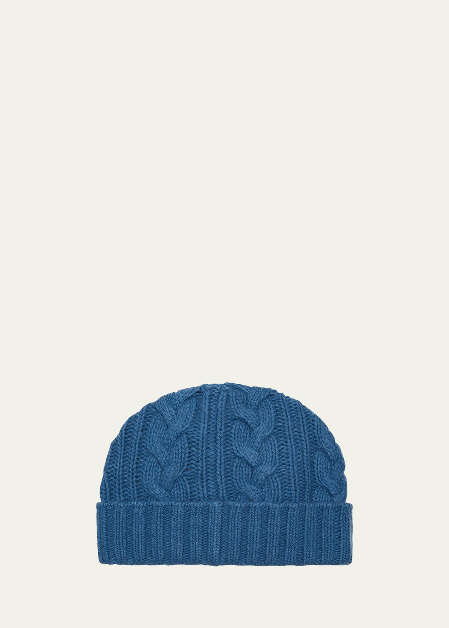 Portolano Men's Cable-knit Cuffed Cashmere Beanie Hat In Palace Blue