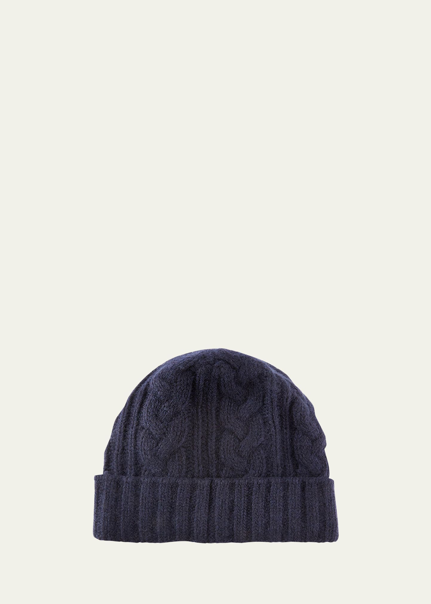 Men's Cable-Knit Cuffed Cashmere Beanie Hat