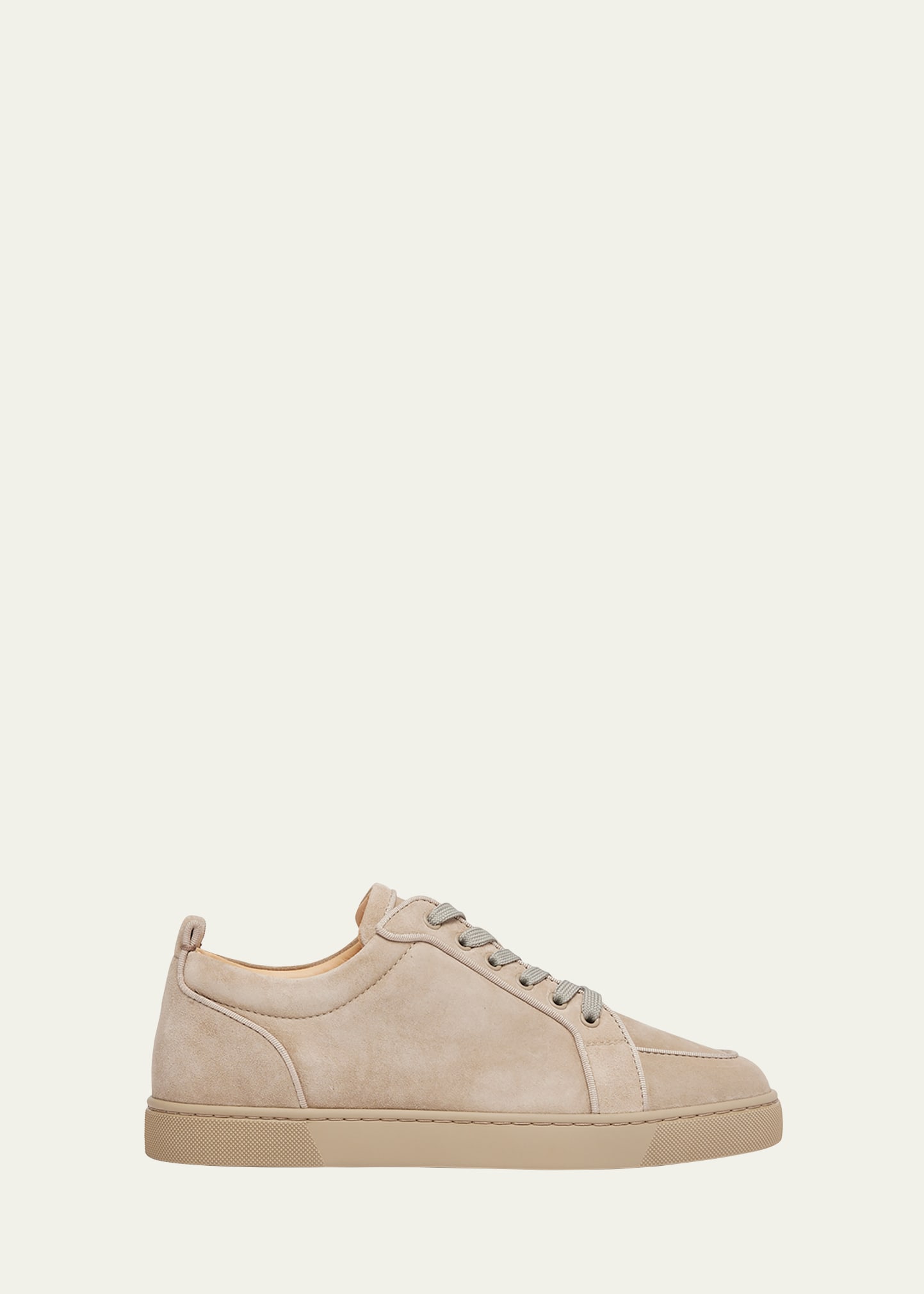 Christian Louboutin Louis Junior Linen, Leather And Suede Leather Sneakers  In Brown