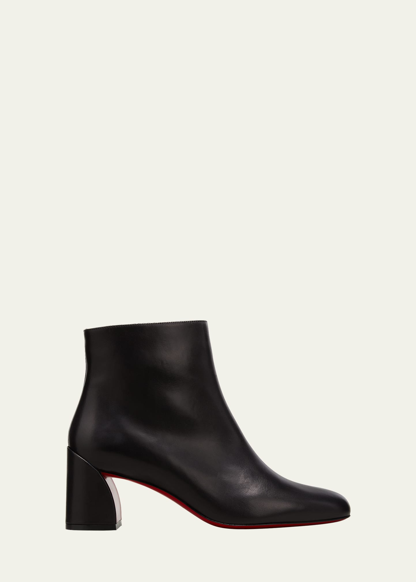 Christian Louboutin Turela Leather Side-zip Red Sole Booties In Black