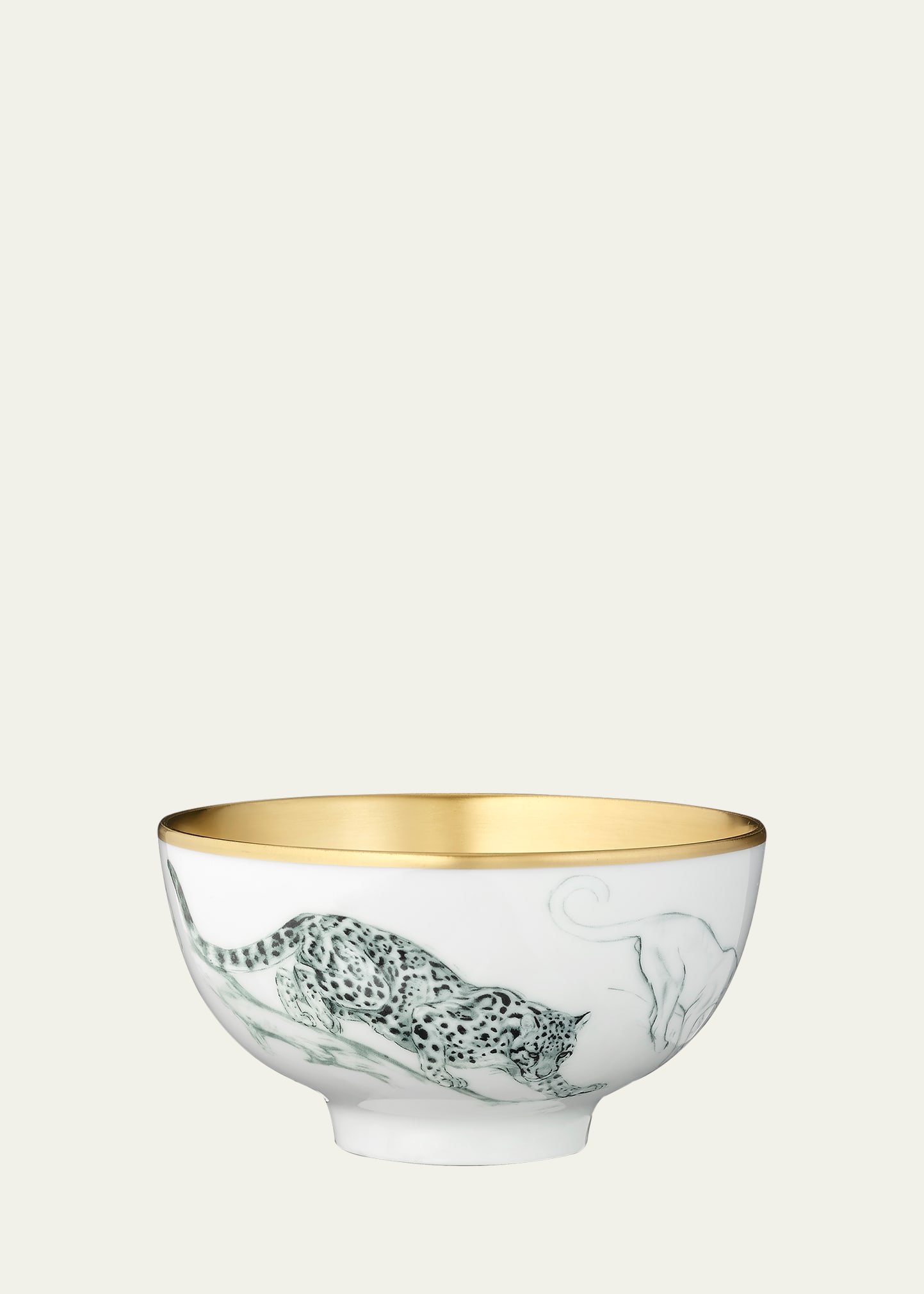 Hermes Carnets D'equateur Gold Feline Bowl, Medium In White