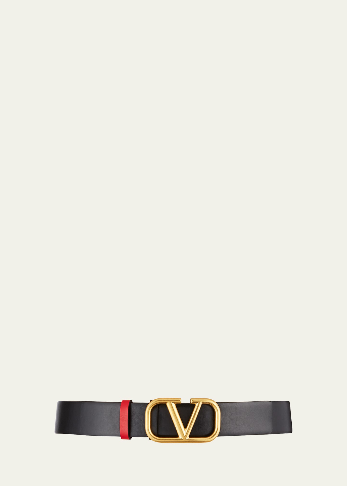 Valentino Garavani Vlogo Reversible Leather Belt In Nero / Rouge