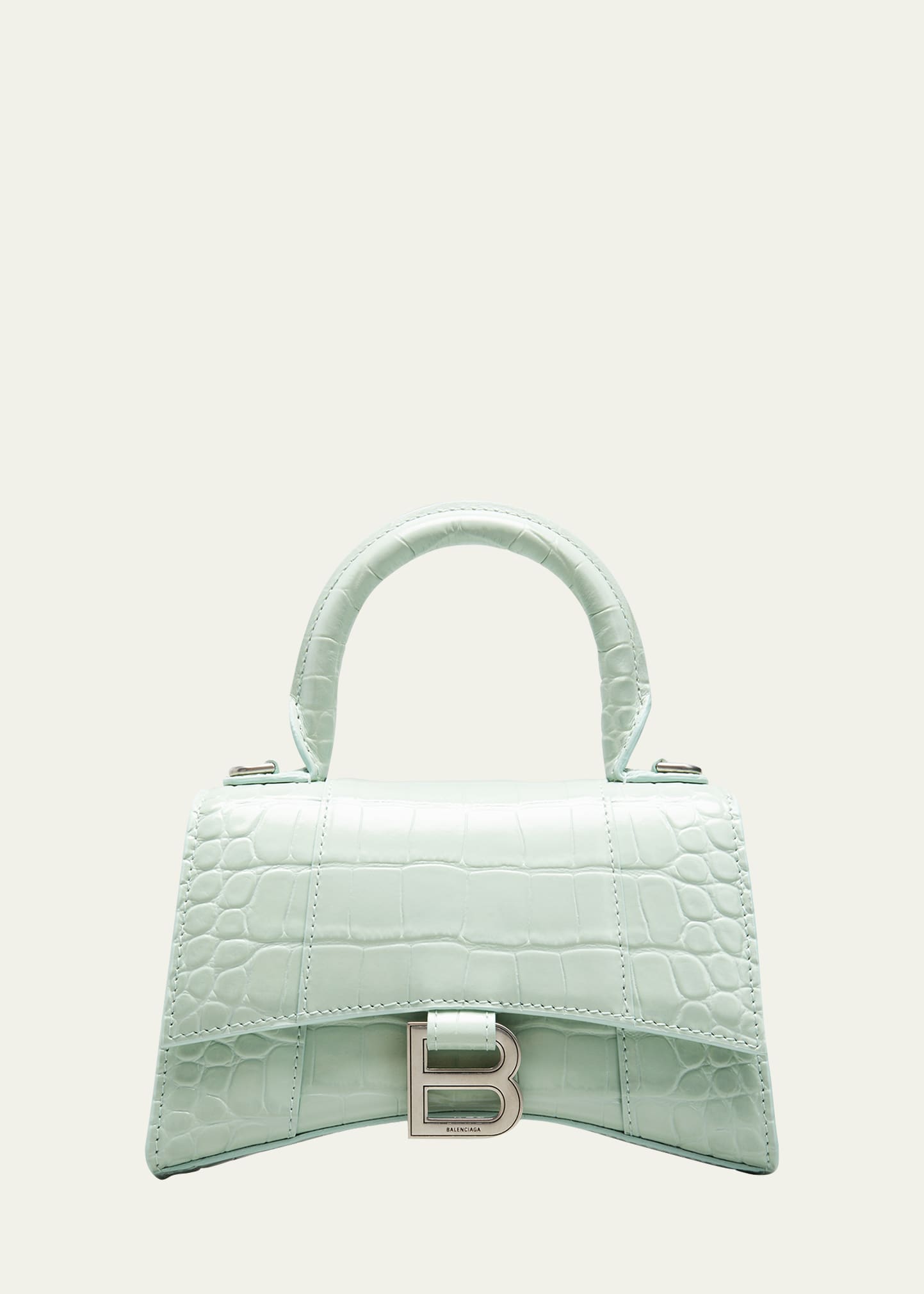 Balenciaga Hour XS Crocodile-Embossed Top-Handle Bag