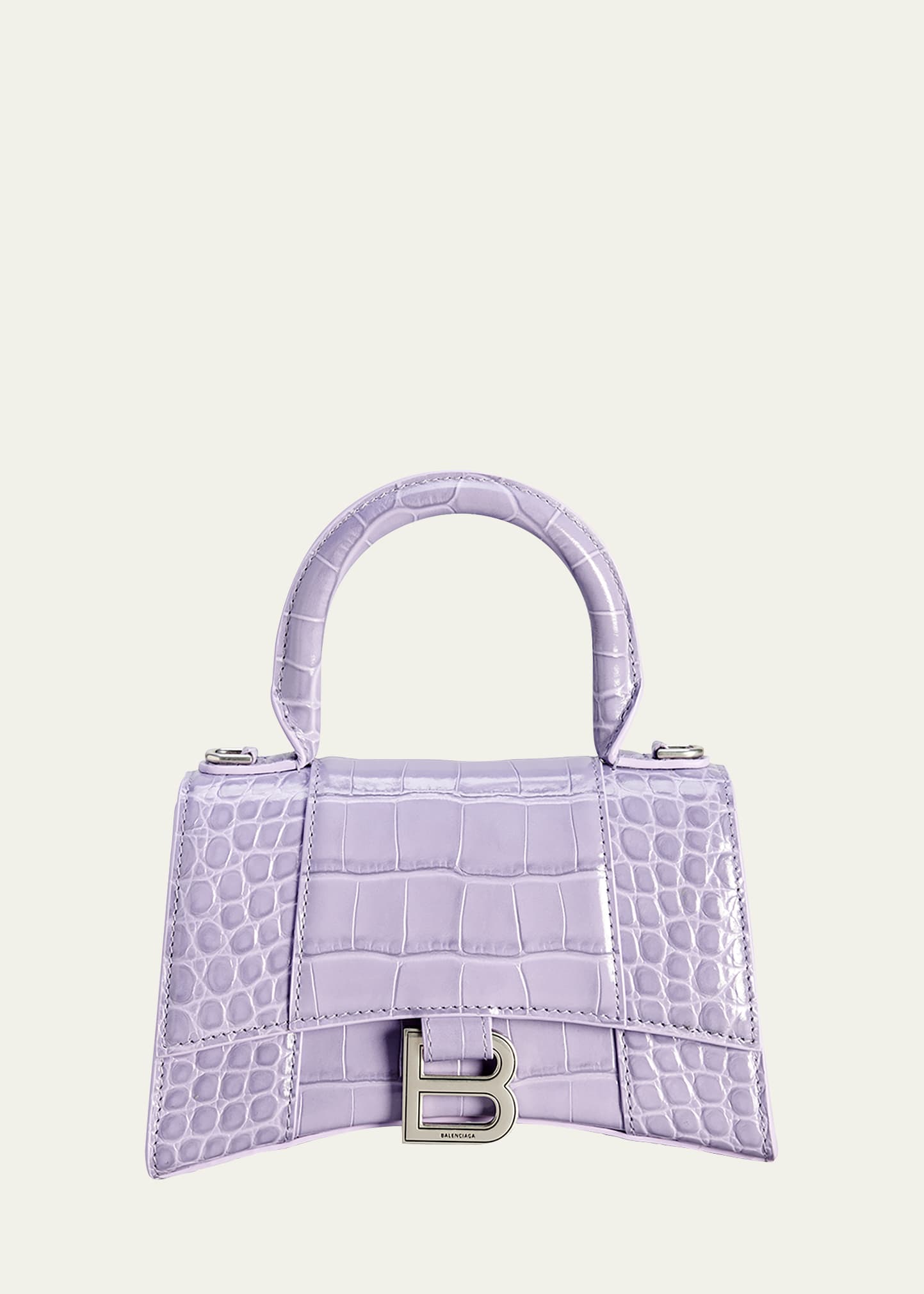 Balenciaga Hourglass XS Crocodile-Embossed Top-Handle Bag