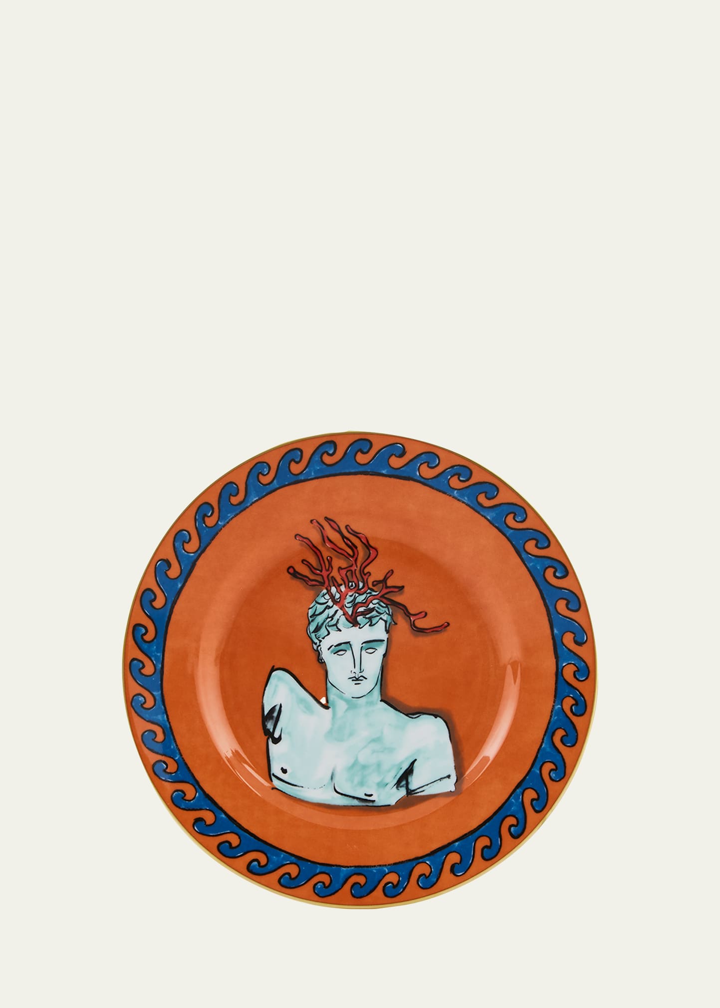 Ginori 1735 Neptune's Voyage Dessert Plate In Orange