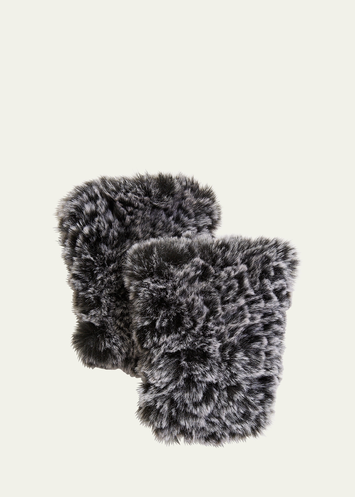 Faux Fur Knitted Fingerless Mittens