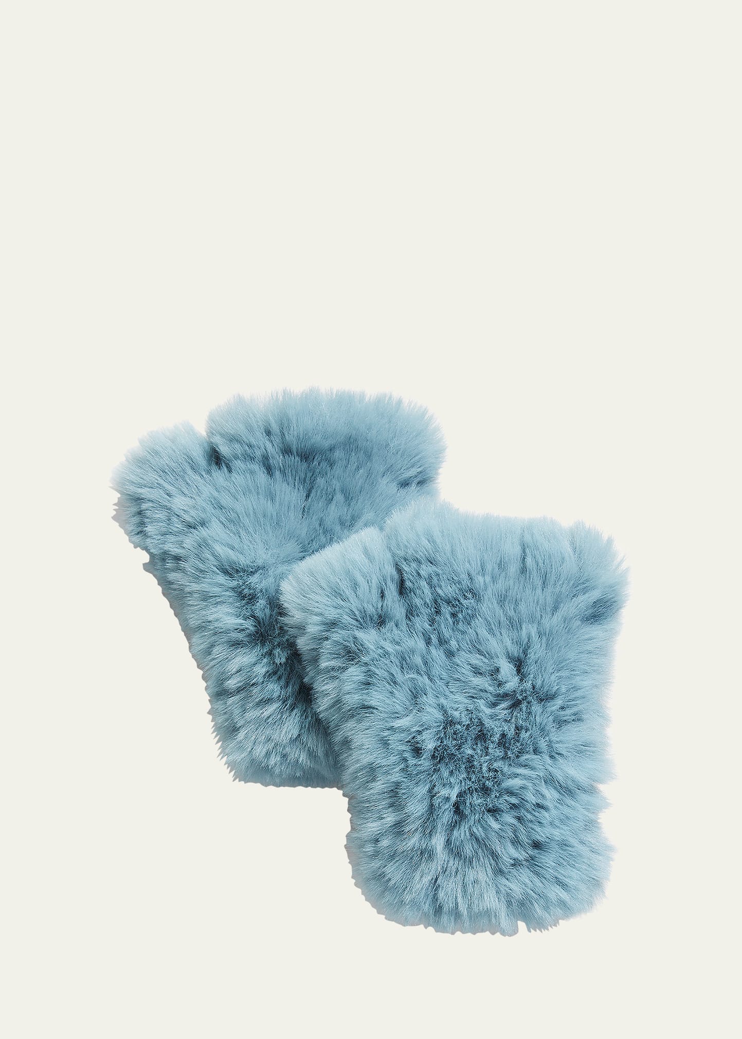 Surell Accessories Faux Fur Knitted Fingerless Mittens In Dusty Blue