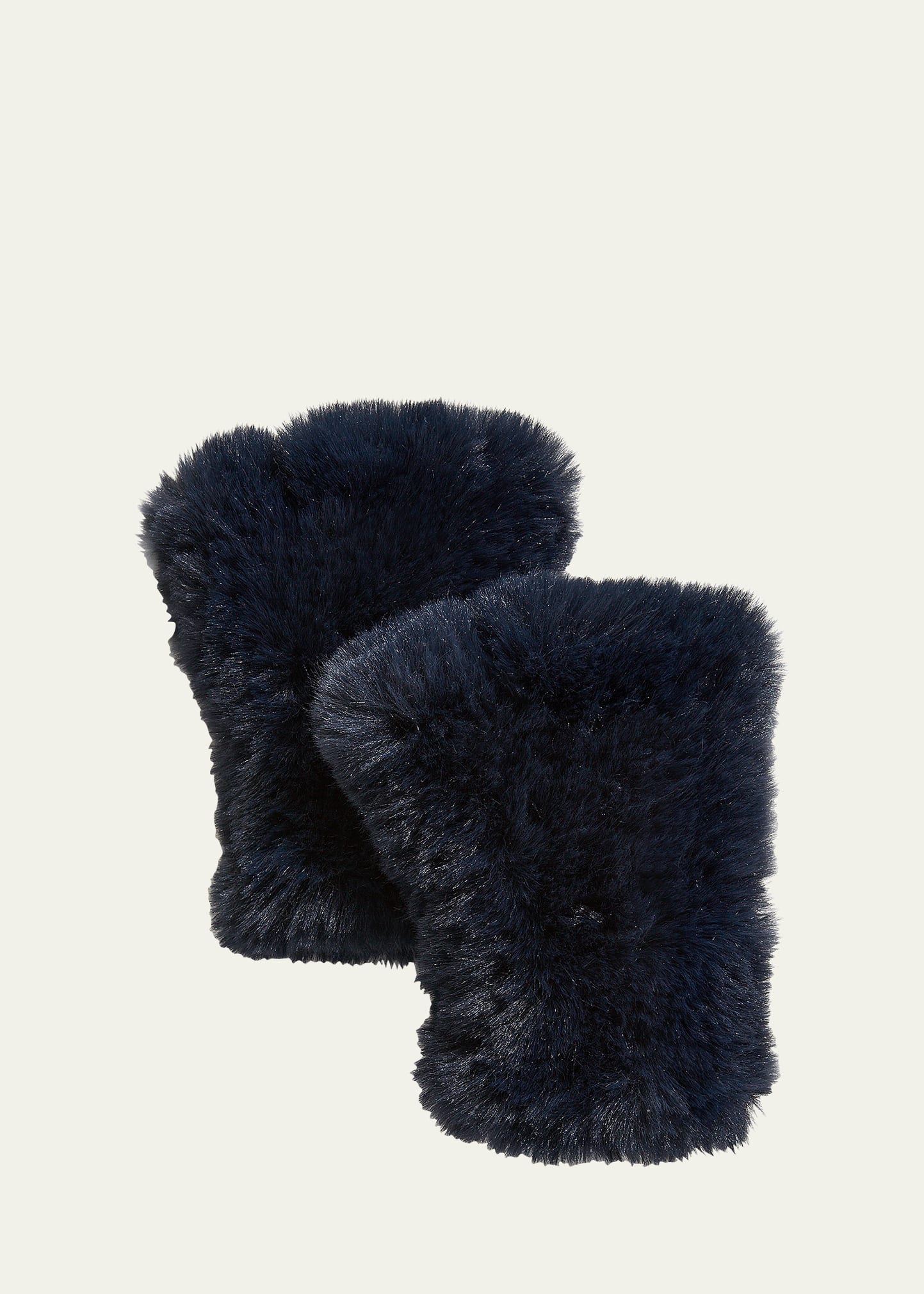Shop Surell Accessories Faux Fur Knitted Fingerless Mittens In Navy