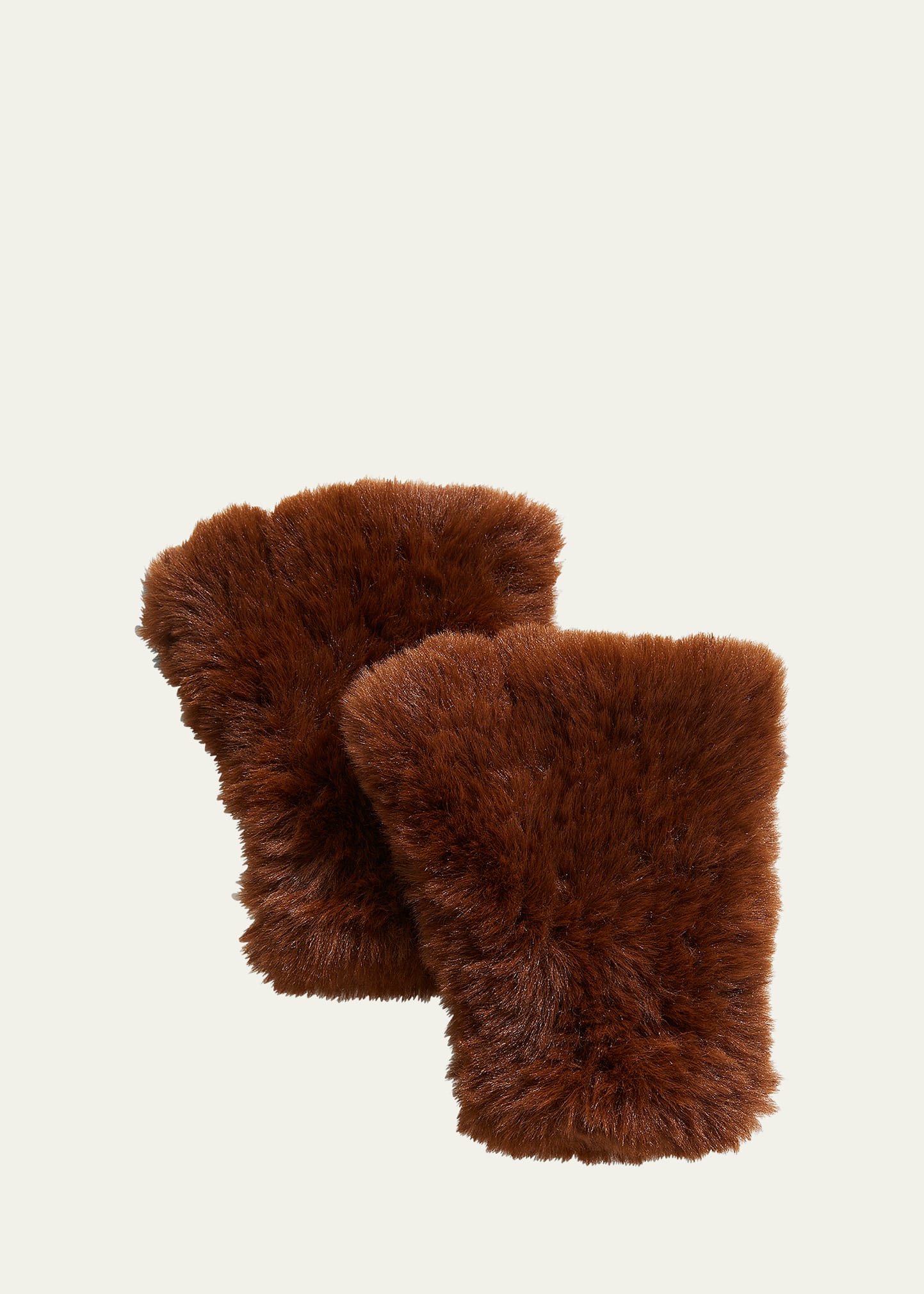 Surell Accessories Faux Fur Knitted Fingerless Mittens In Rust