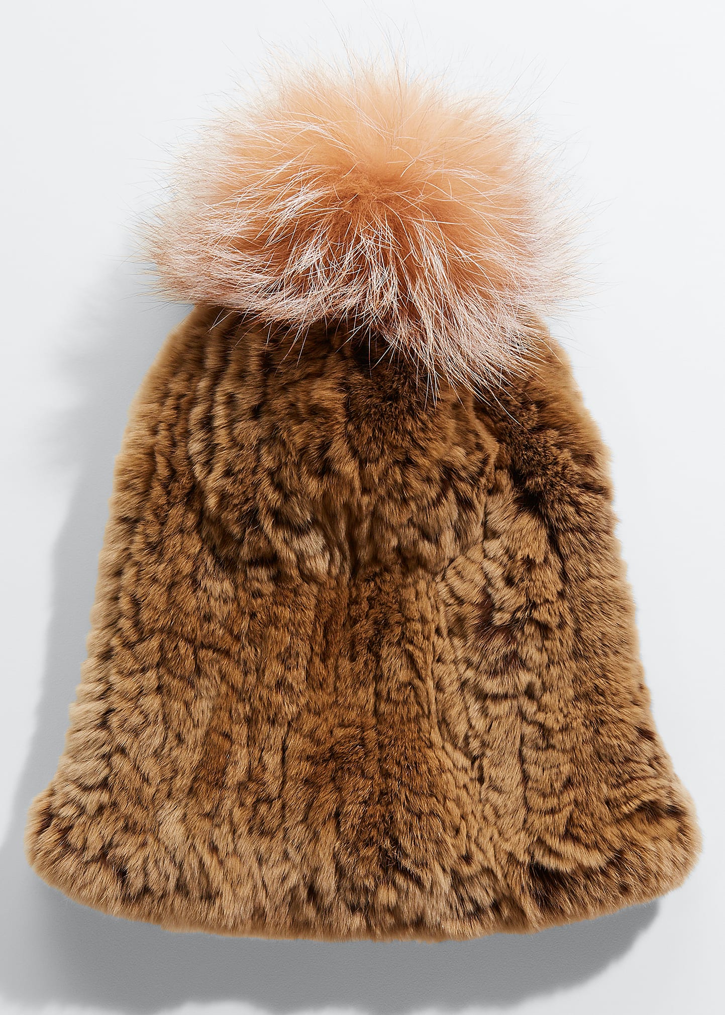 Surell Accessories Rabbit & Fox Fur Beanie Hat