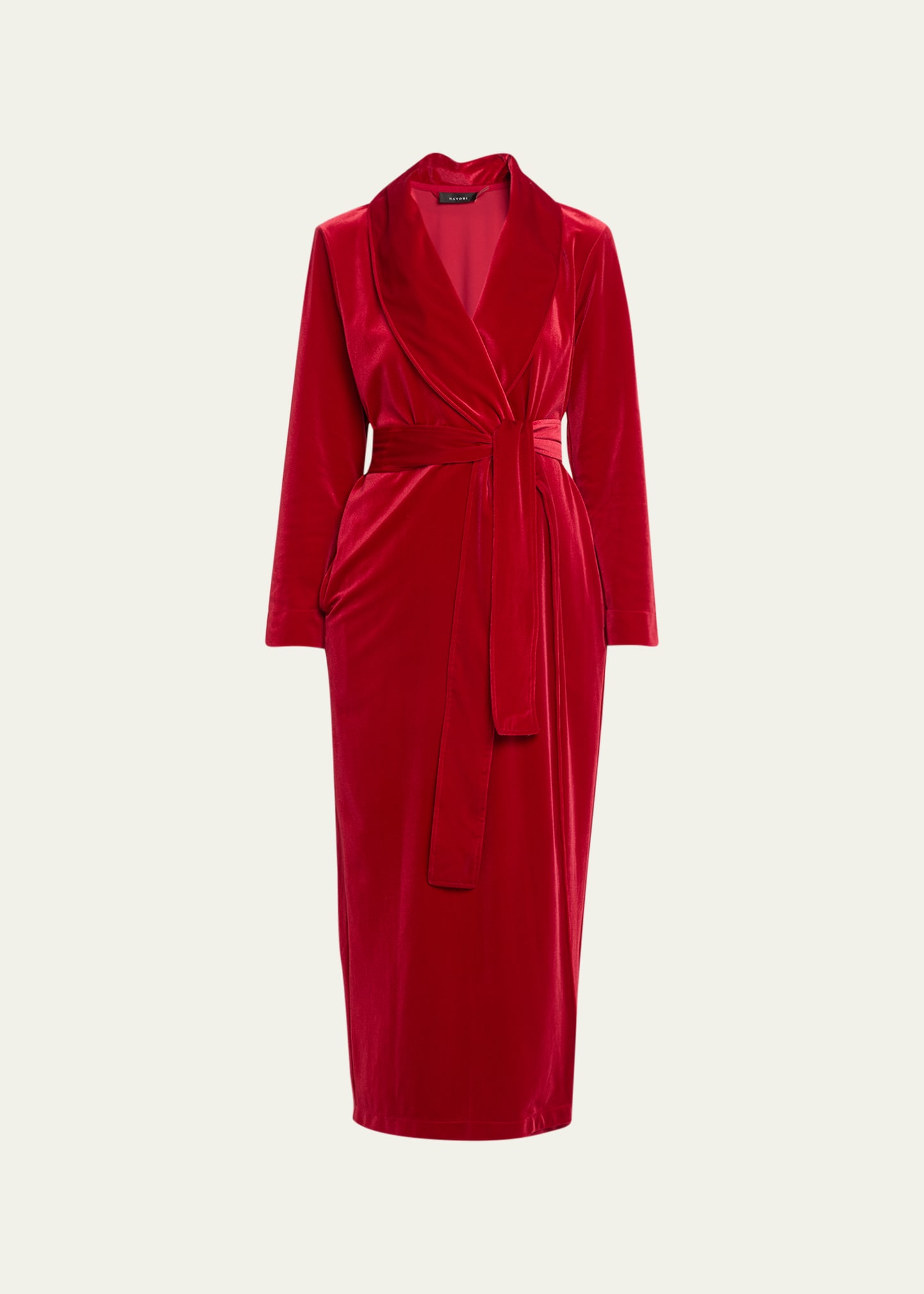 Natori Natalie Long Velvet Robe In Brocade Red