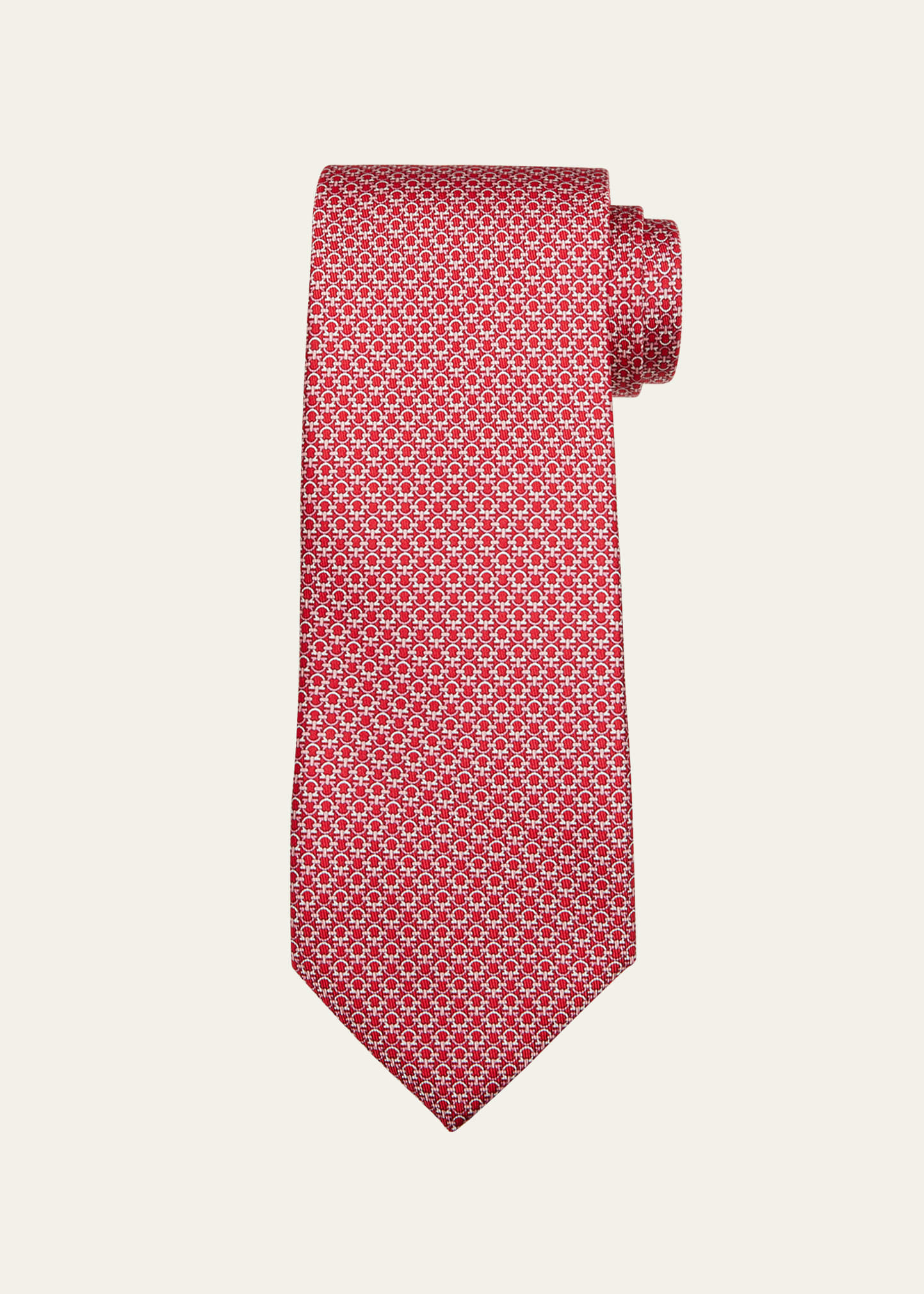 Ferragamo Laccio Geometric-pattern Silk Tie In Red