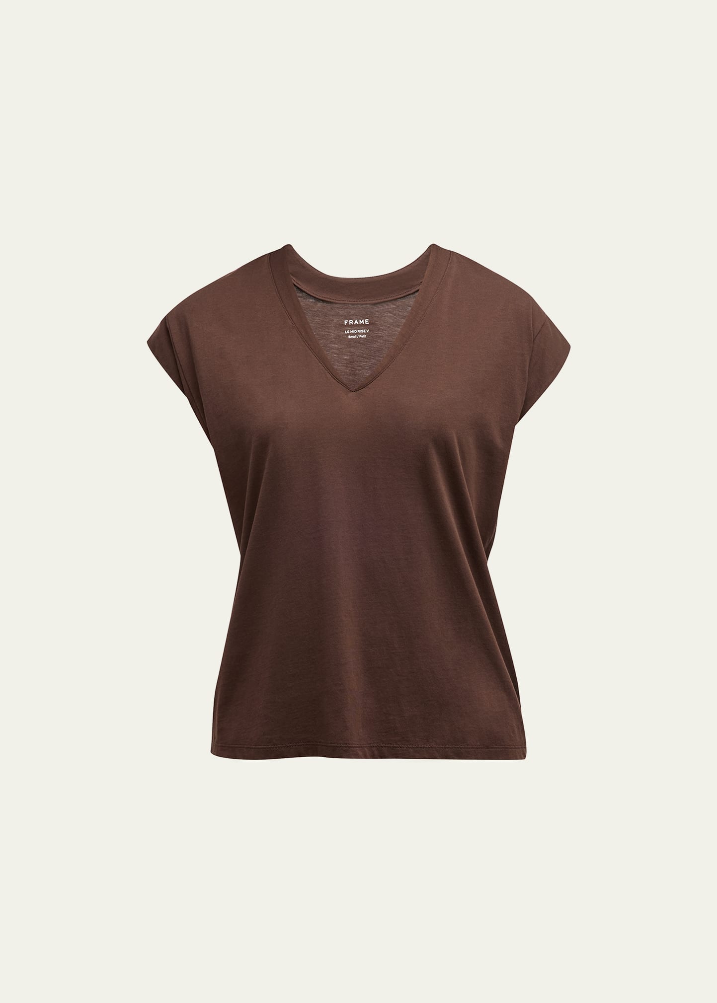 Frame Le Mid Rise V-neck Tee In Brown