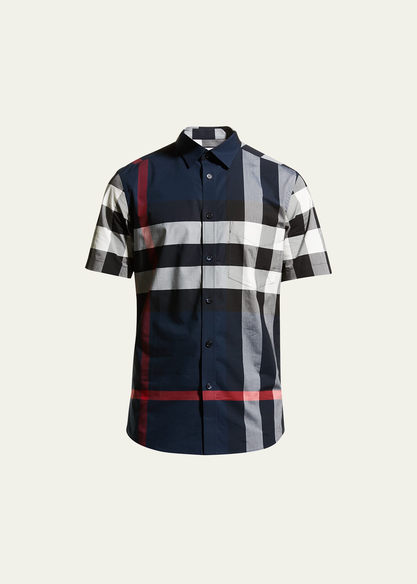 Burberry Men's Somerton Plaid Short-Sleeve Sport Shirt - Navy - Size Small