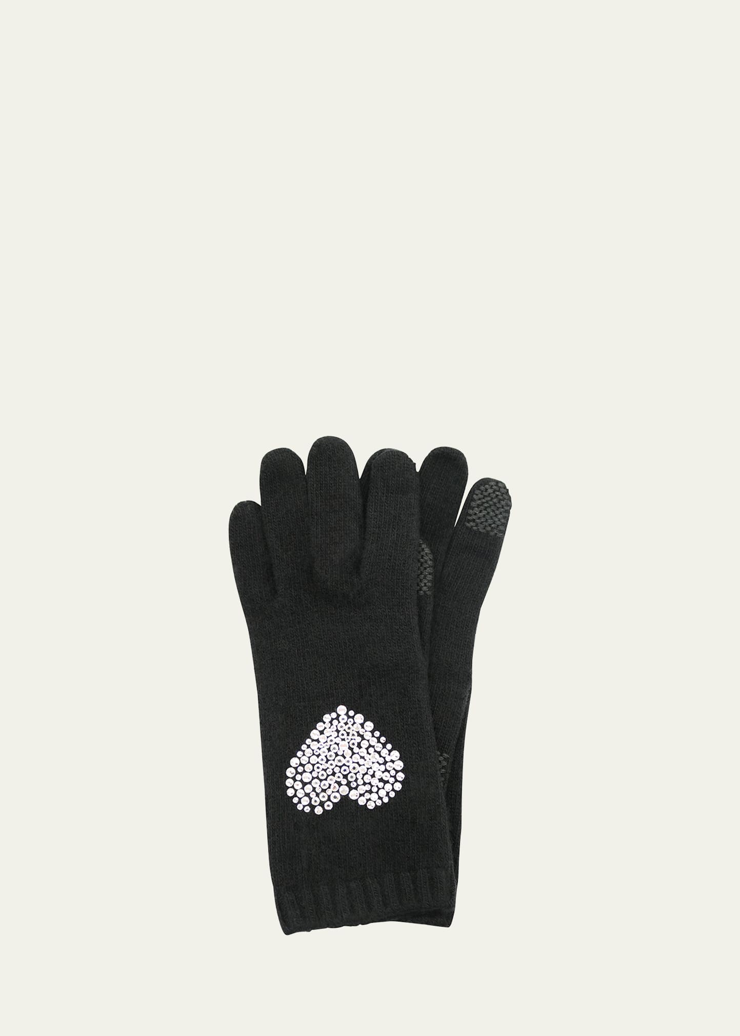 Cashmere Tech Gloves with Swarovski Heart