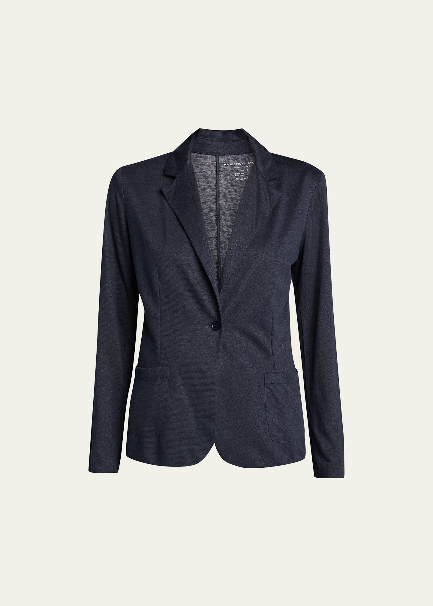 Majestic Stretch Linen One-button Blazer In Blue