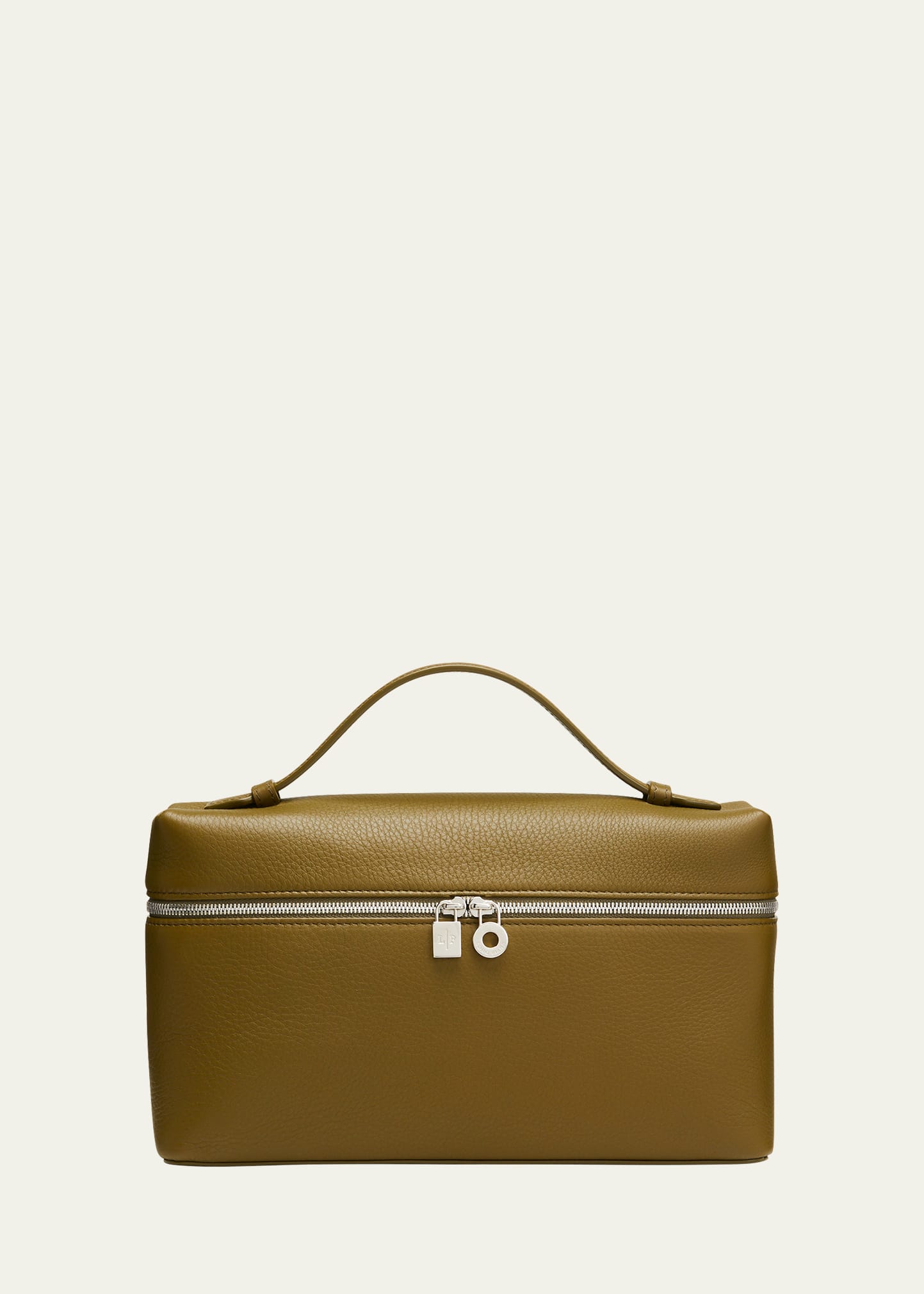 Loro Piana Neo Pouch Leather Top Handle Bag In Olive Green ModeSens